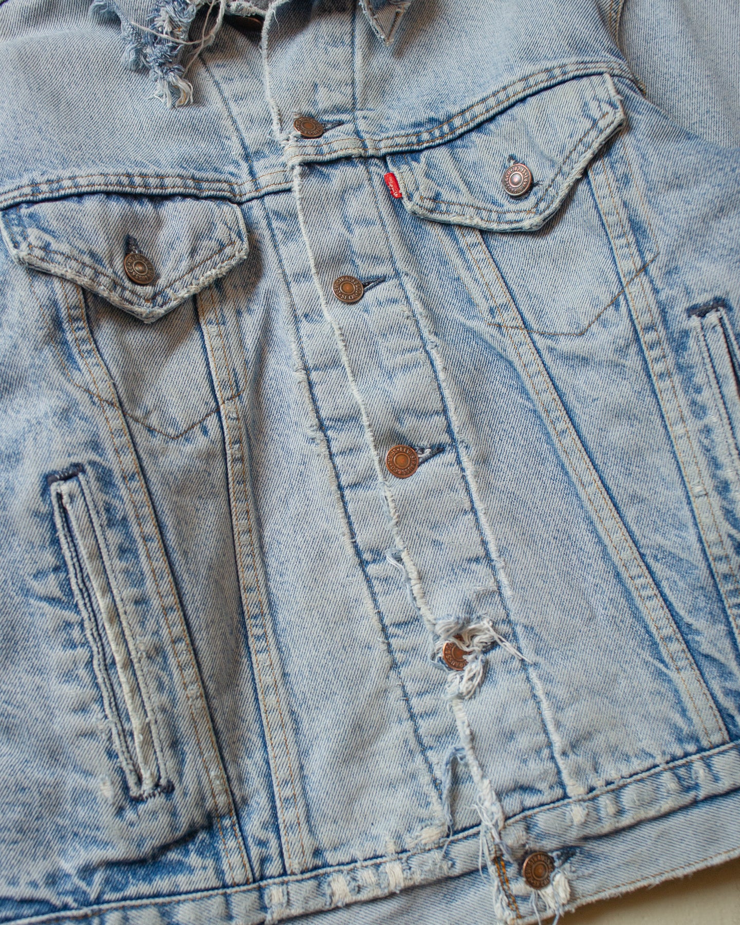 1980s distressed Levi´s blanket lined Type 3 Denim Jacket blue - M/L