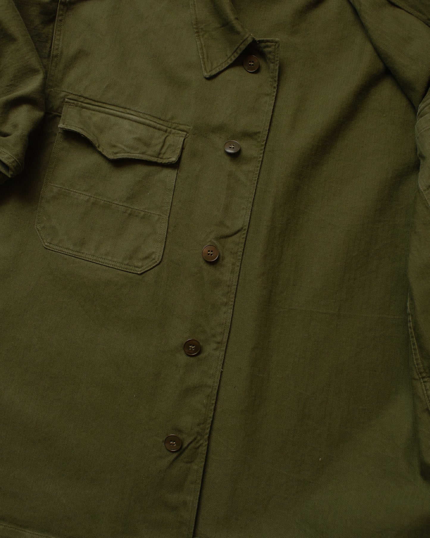 1960s German Bundeswehr Herringbone Shirt Jacket green - XL/XXL