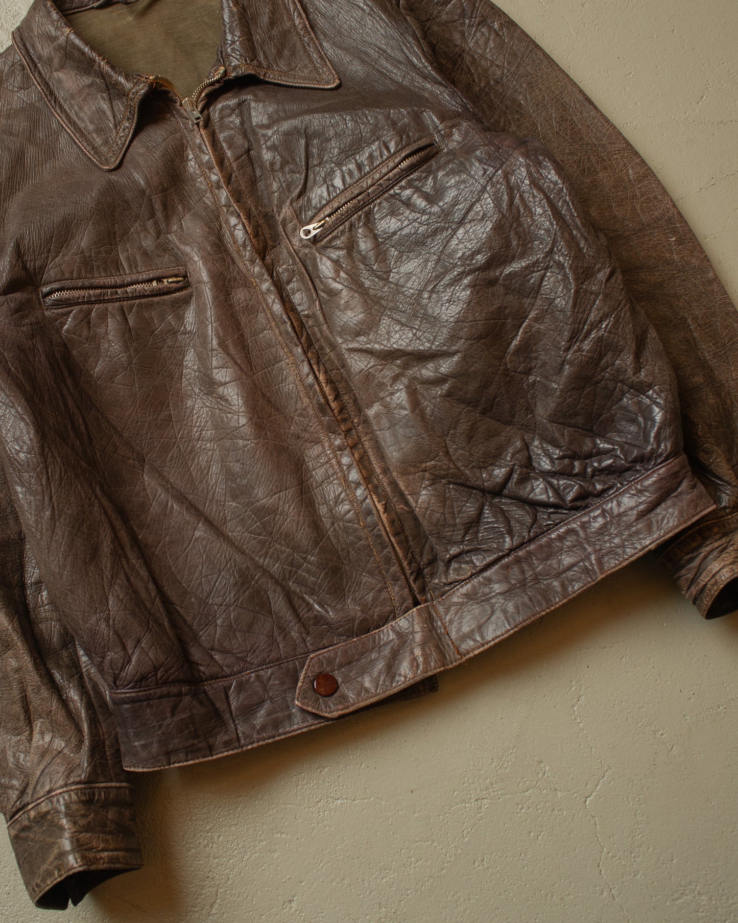 1940s German Leather Jacket brown - S