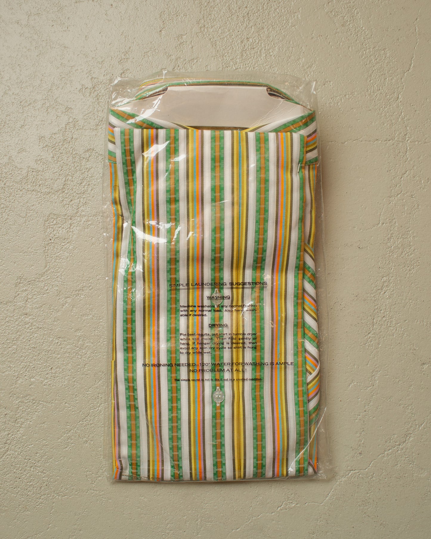 1970s Deadstock Marlboro striped Point Collar Shirt green - L