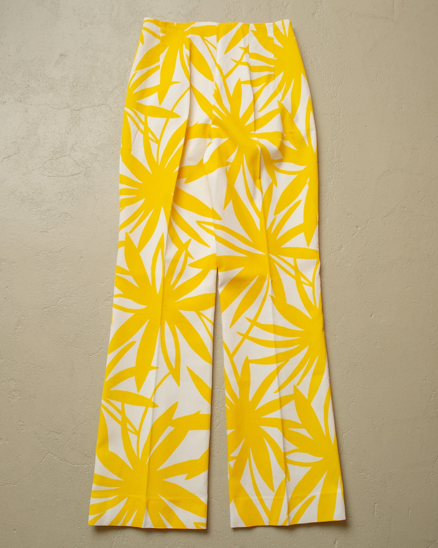 1970s Womens Tailormade Summer Flower Print Set yellow - XS/S