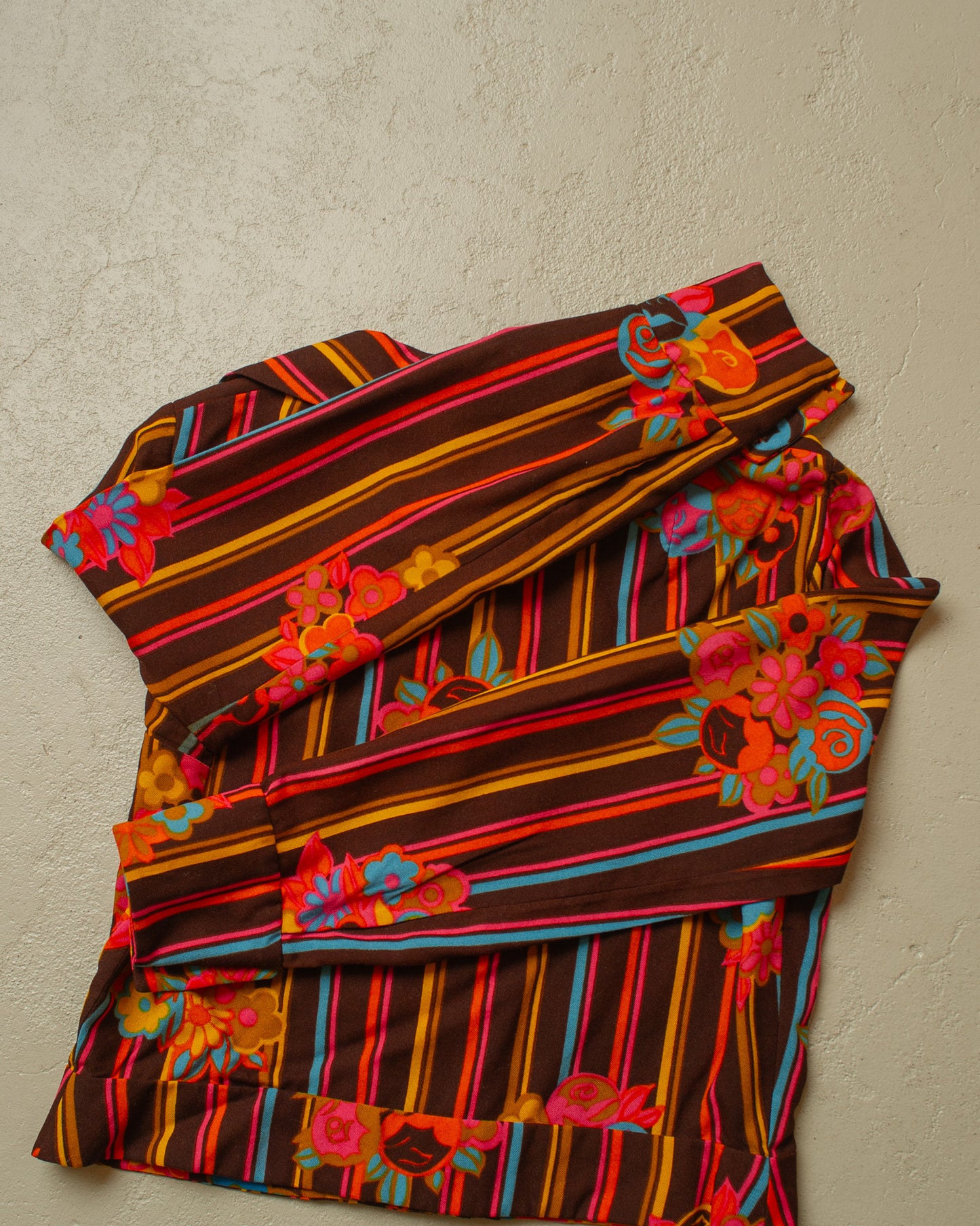 1970s Womens Tailormade striped Flower Pattern light Jacket multi - S/M