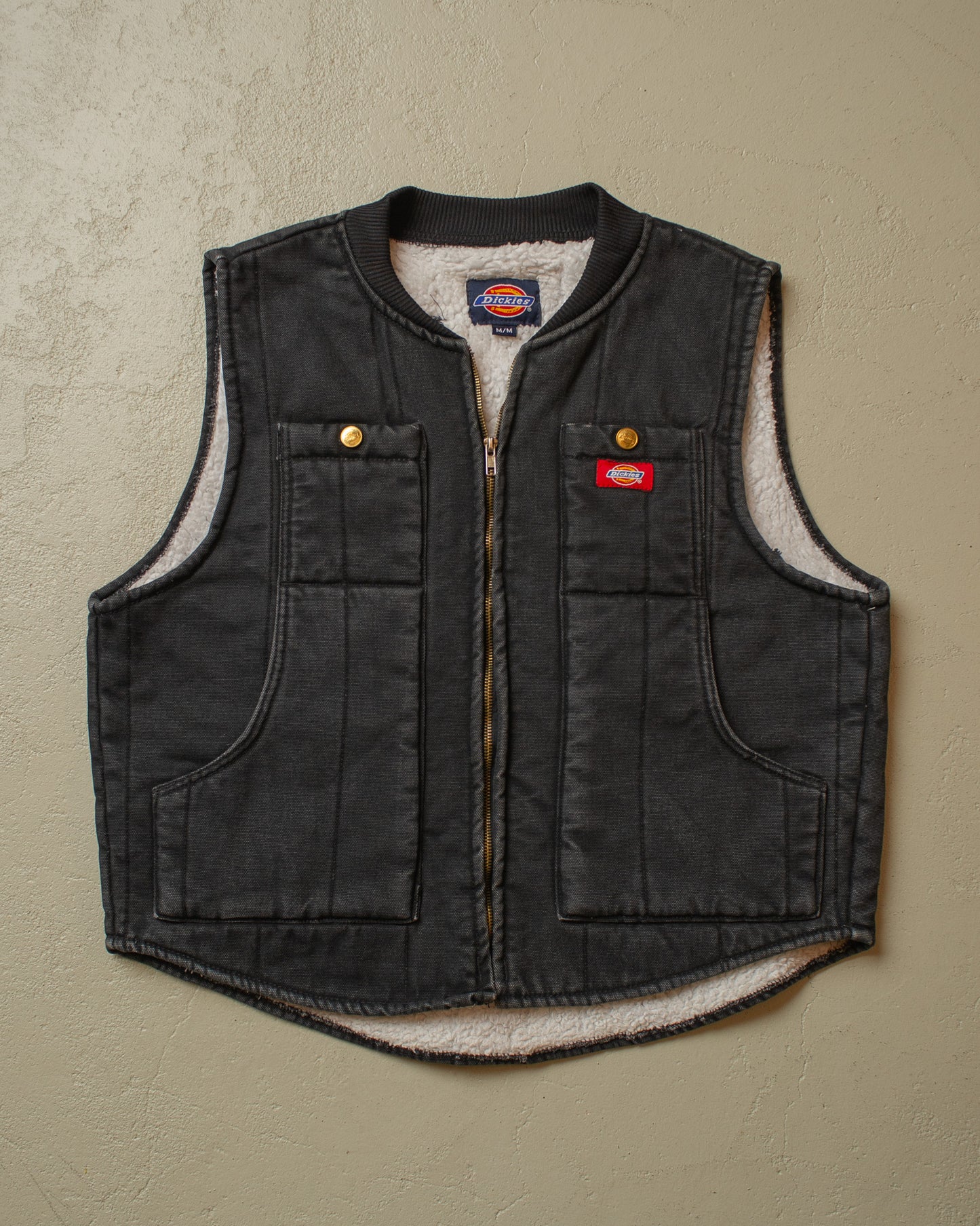 1990s Dickies sherpa Lined Workwear Vest black - M/L