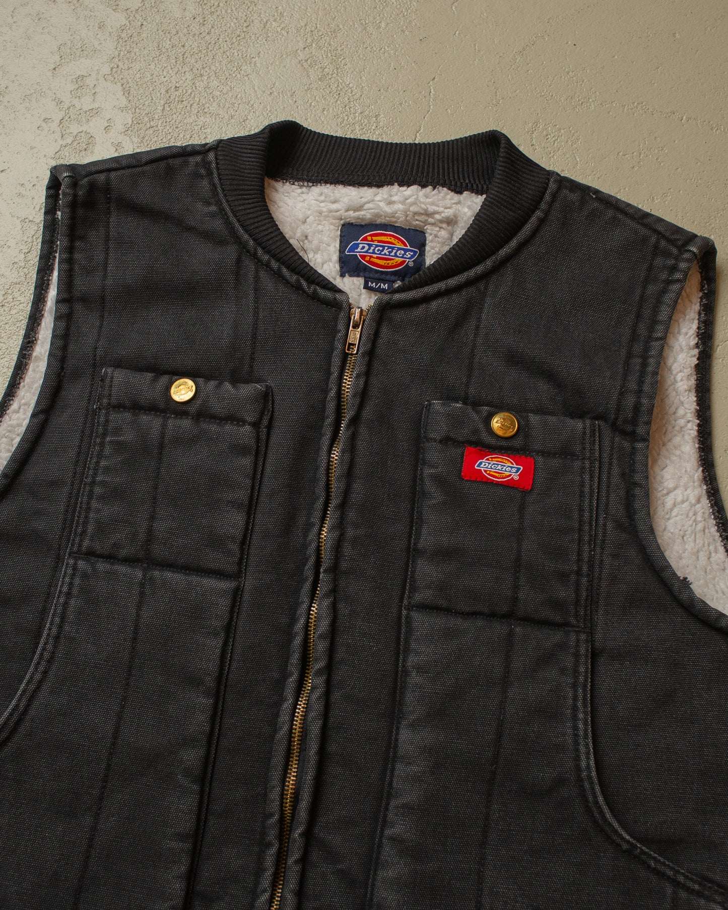 1990s Dickies sherpa Lined Workwear Vest black - M/L
