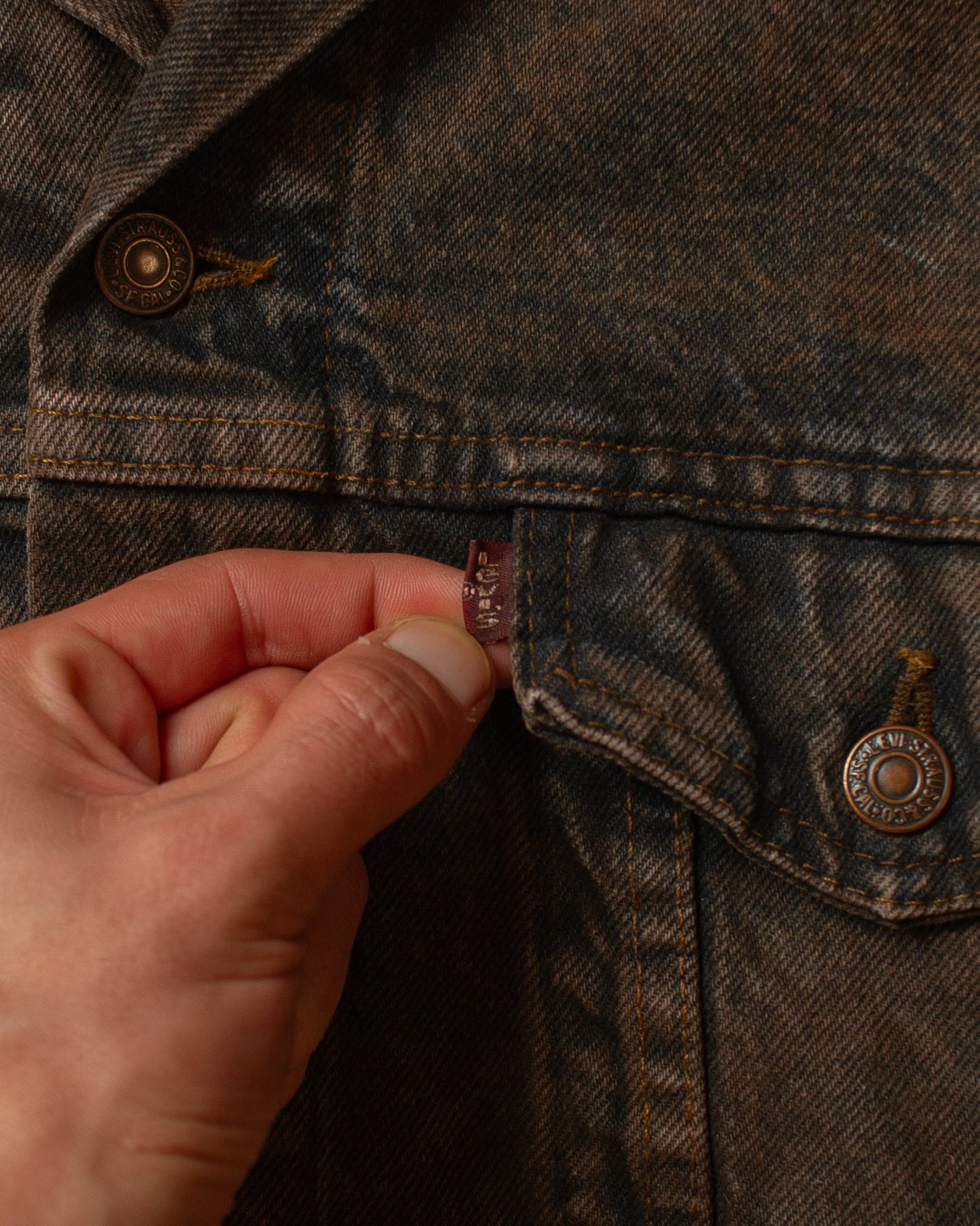 1980s crazy Faded Levi´s Type 3 Denim Jacket black - L/XL