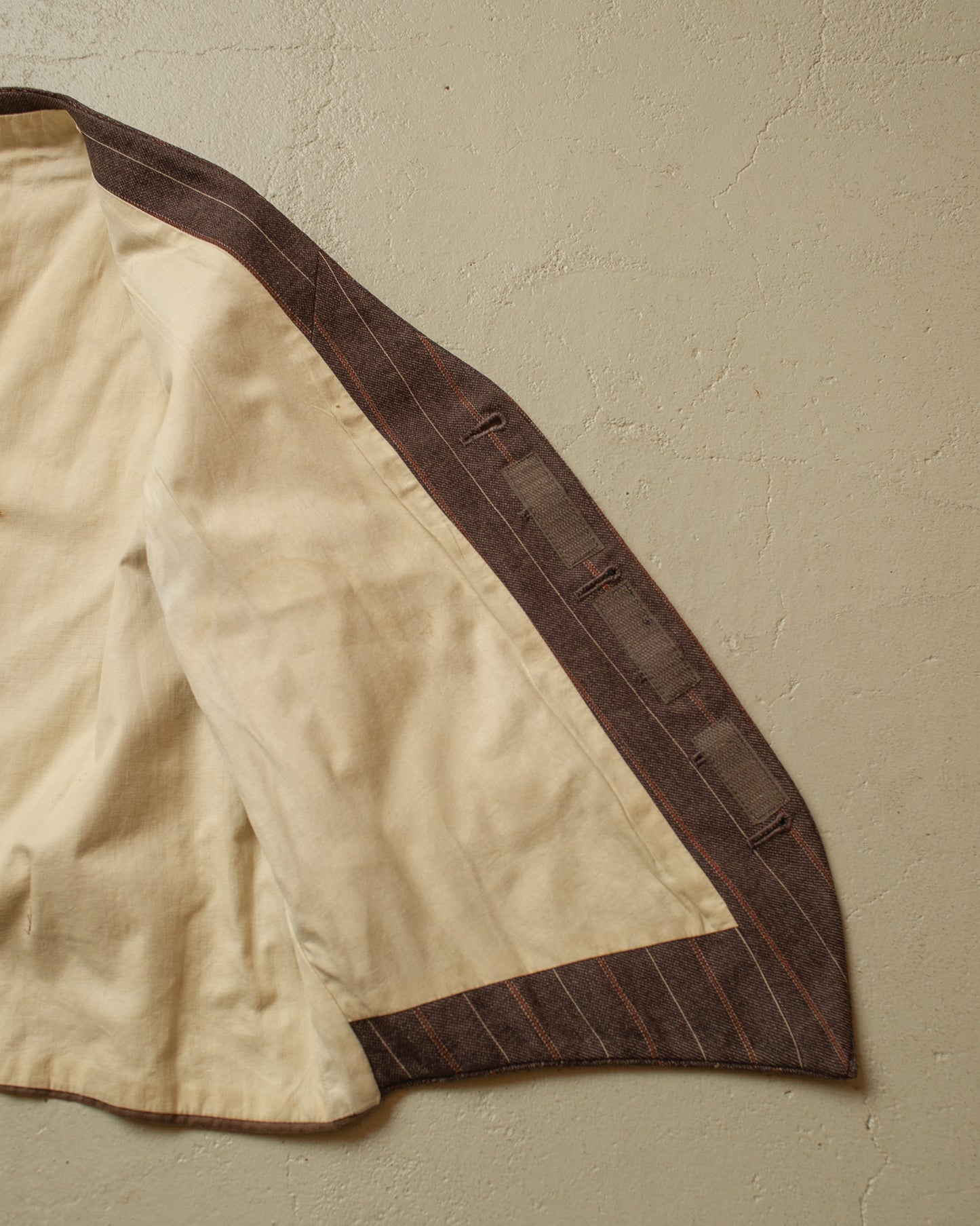 1940s striped Wool Suit Vest brown - M