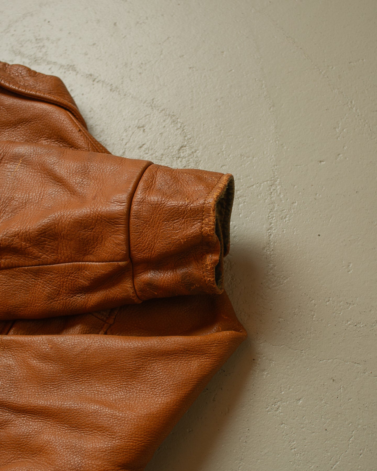 1950s Leather Biker Jacket beige - S/M