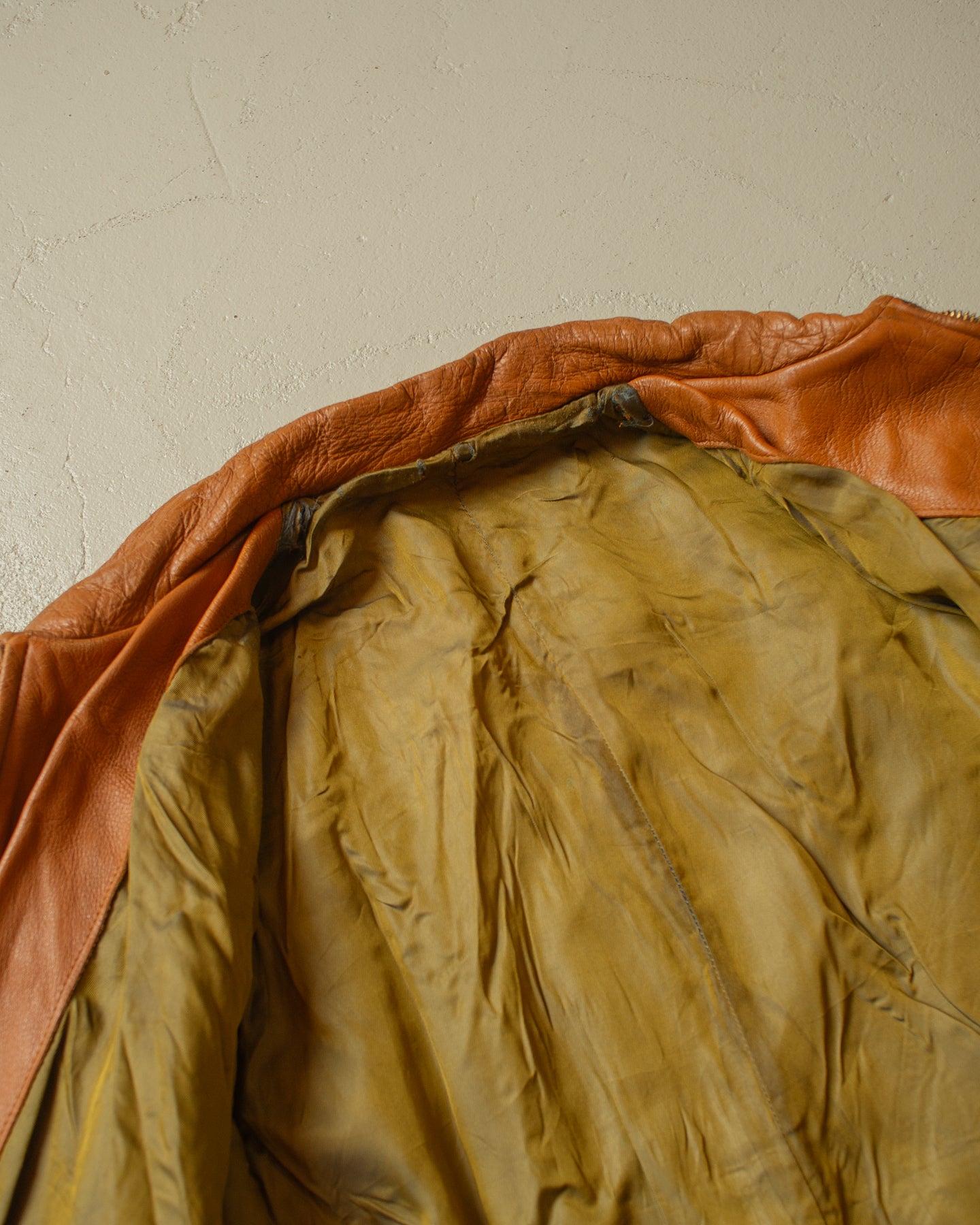 1950s Leather Biker Jacket beige - S/M