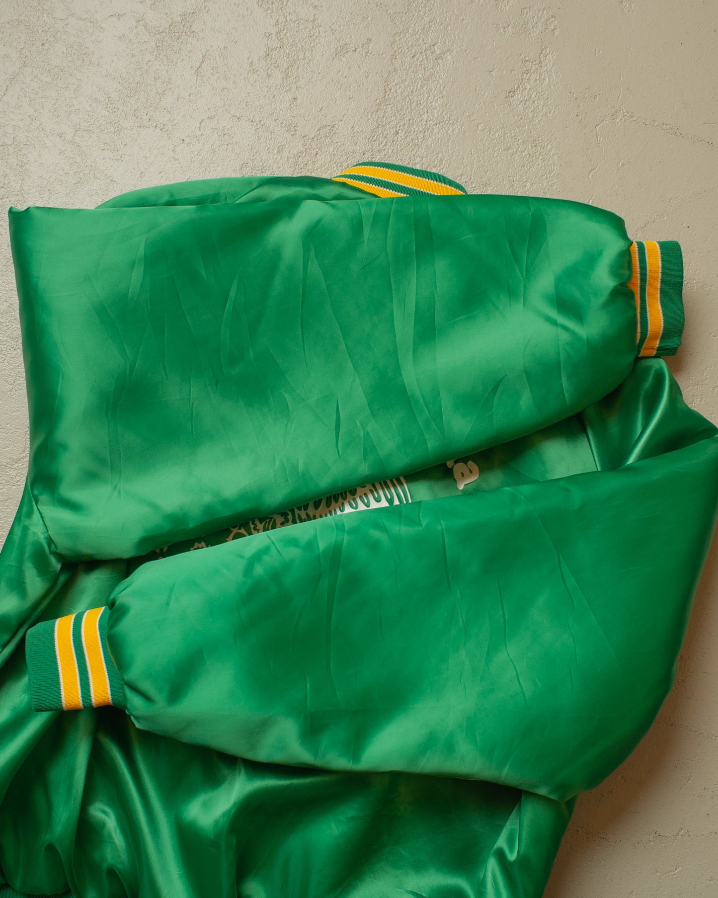 1980s Casa Garcia Satin Varsity Jacket green - L