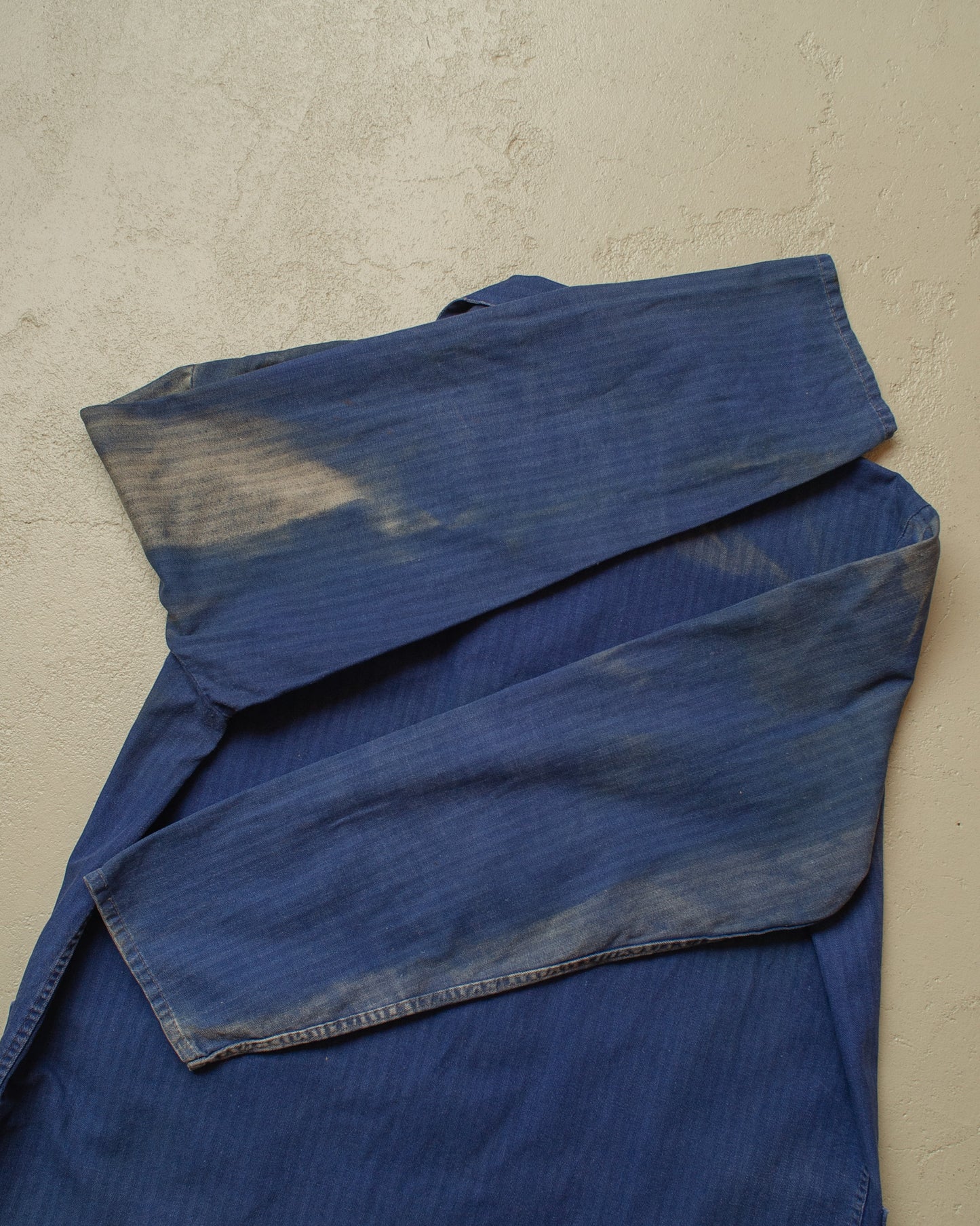 1960s/70s German Herringbone Twill Cotton Work Jacket blue - XL