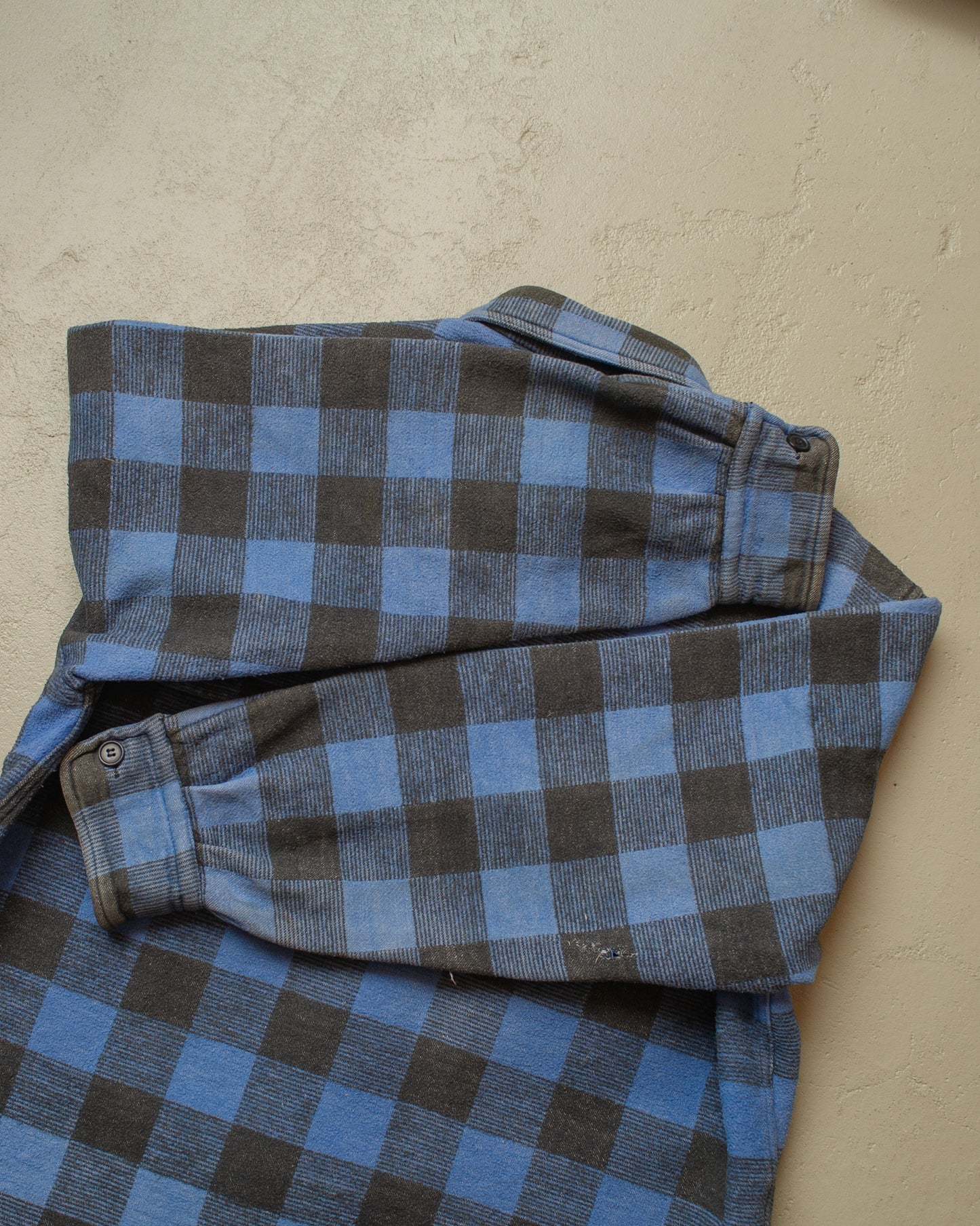1980s Heavy Flannel Cotton Shirt Jacket blue/black - XL/XXL