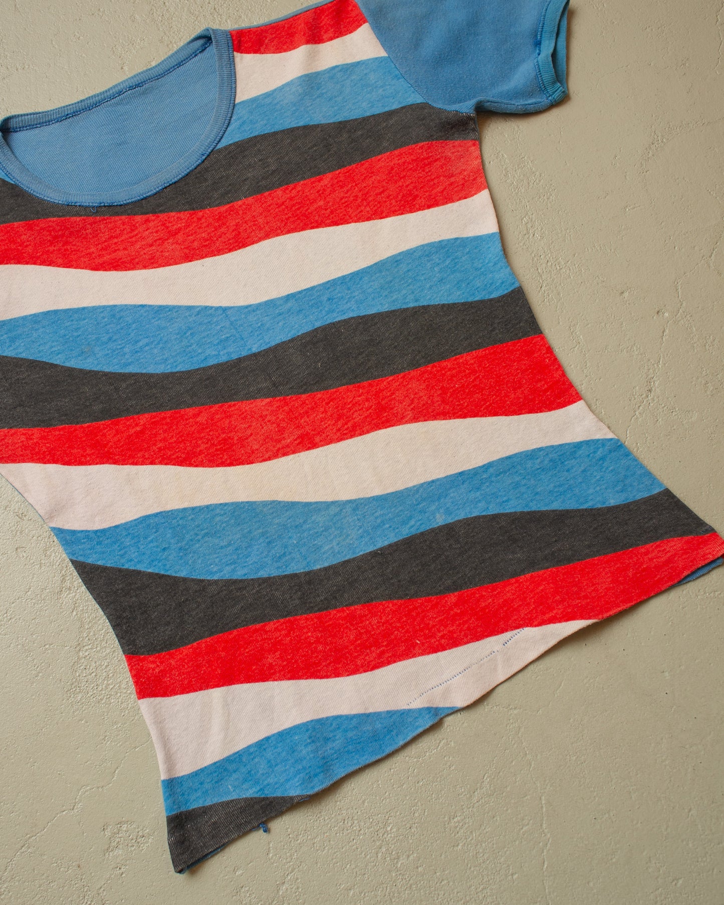 1960s/70s Wave Pattern Ringer T-shirt multi - S/M
