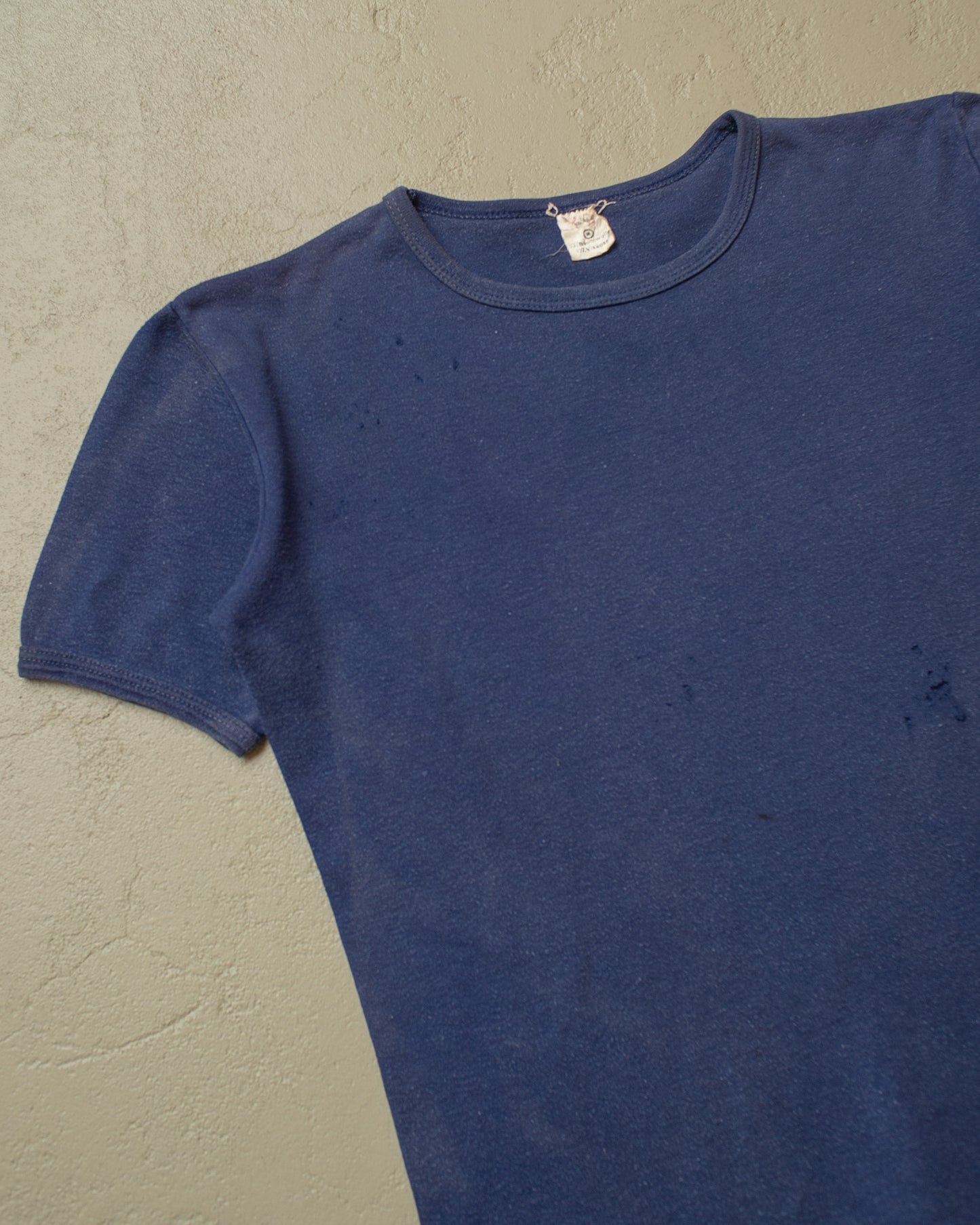 1970s distressed Ringer T-shirt blue - M