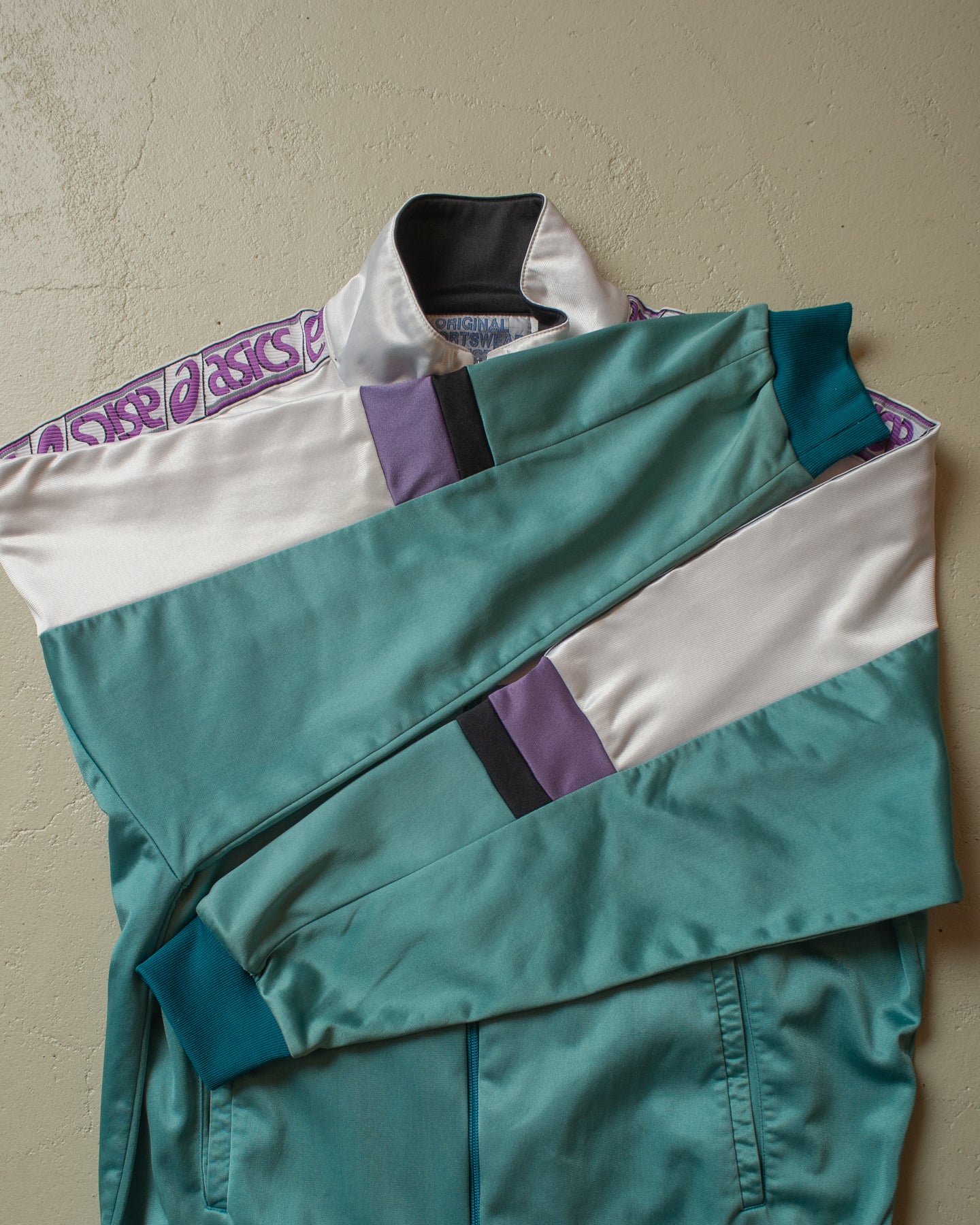 1980s Asics Track Jacket turquoise - L/XL