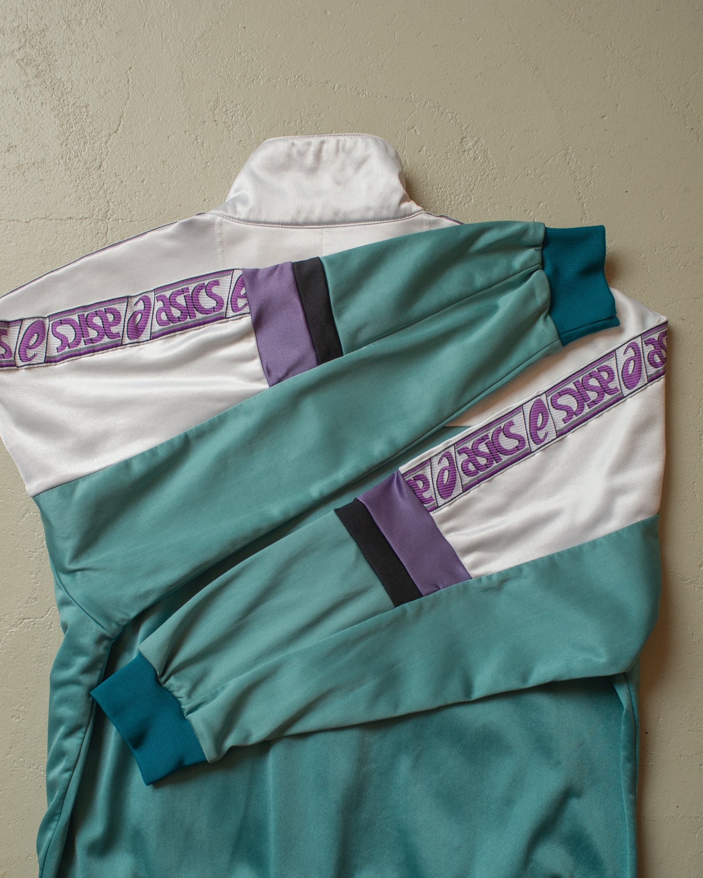 1980s Asics Track Jacket turquoise - L/XL