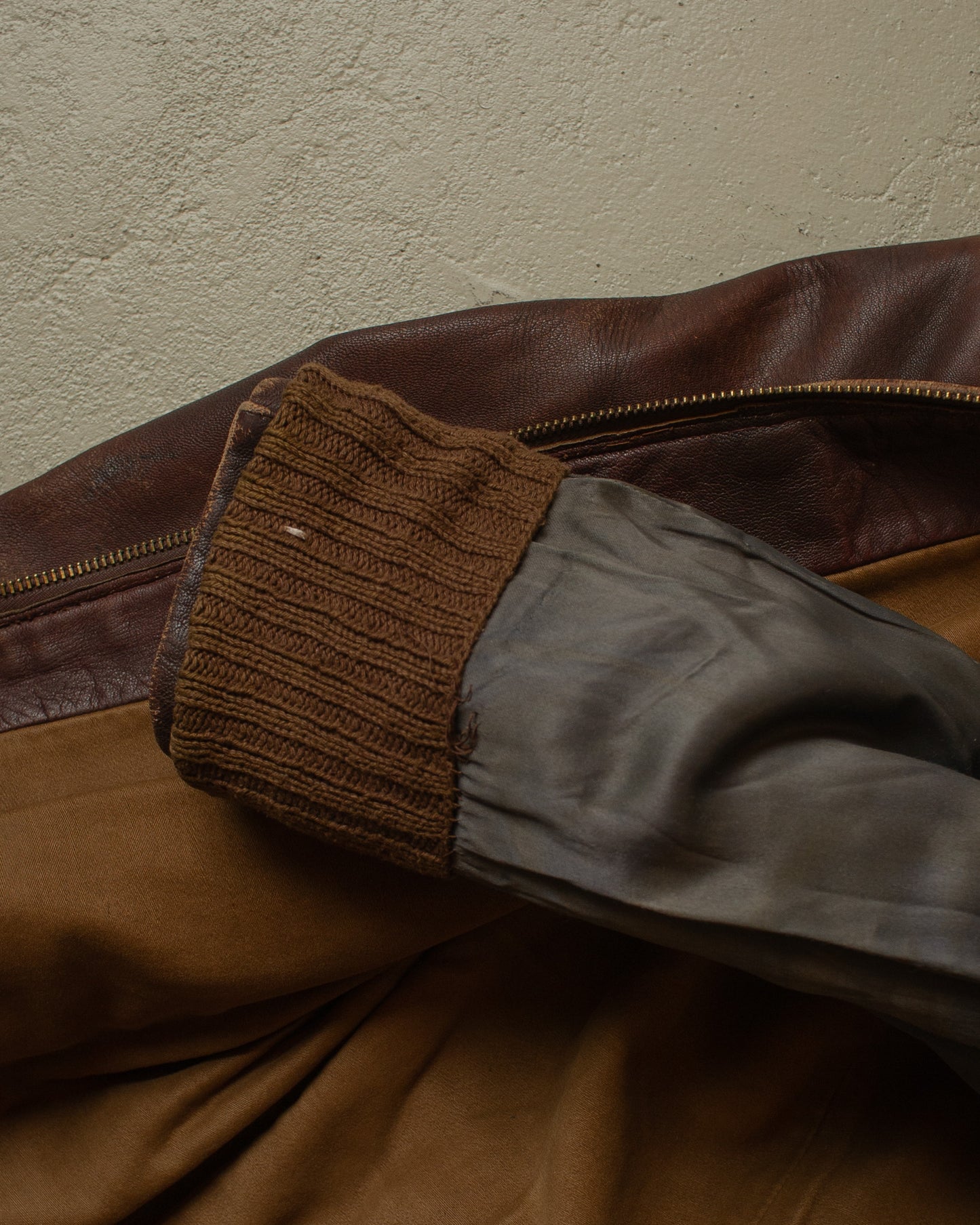 1950s German Leather Biker Jacket brown - M