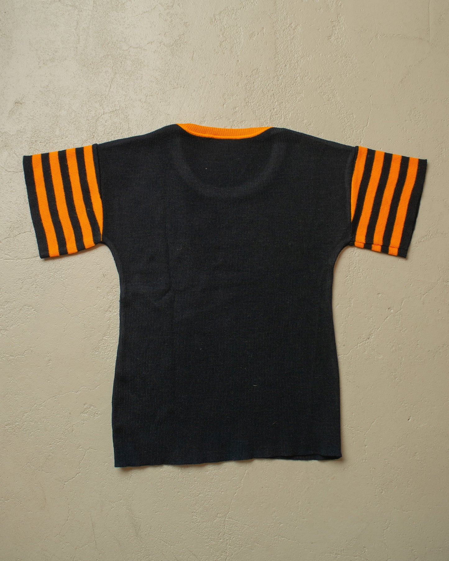 1960s unworn striped Sleeve Knit Shirt black/orange - S
