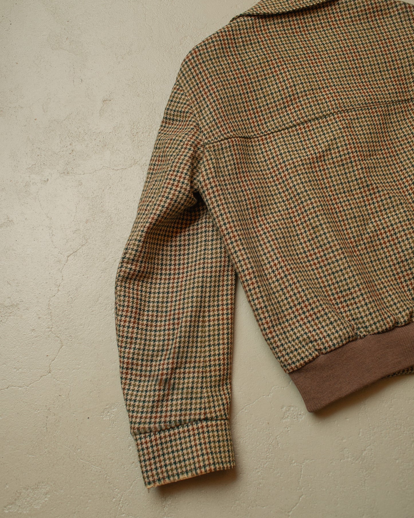 1940s/50s European Houndstooth Wool Sports Jacket beige - M/L