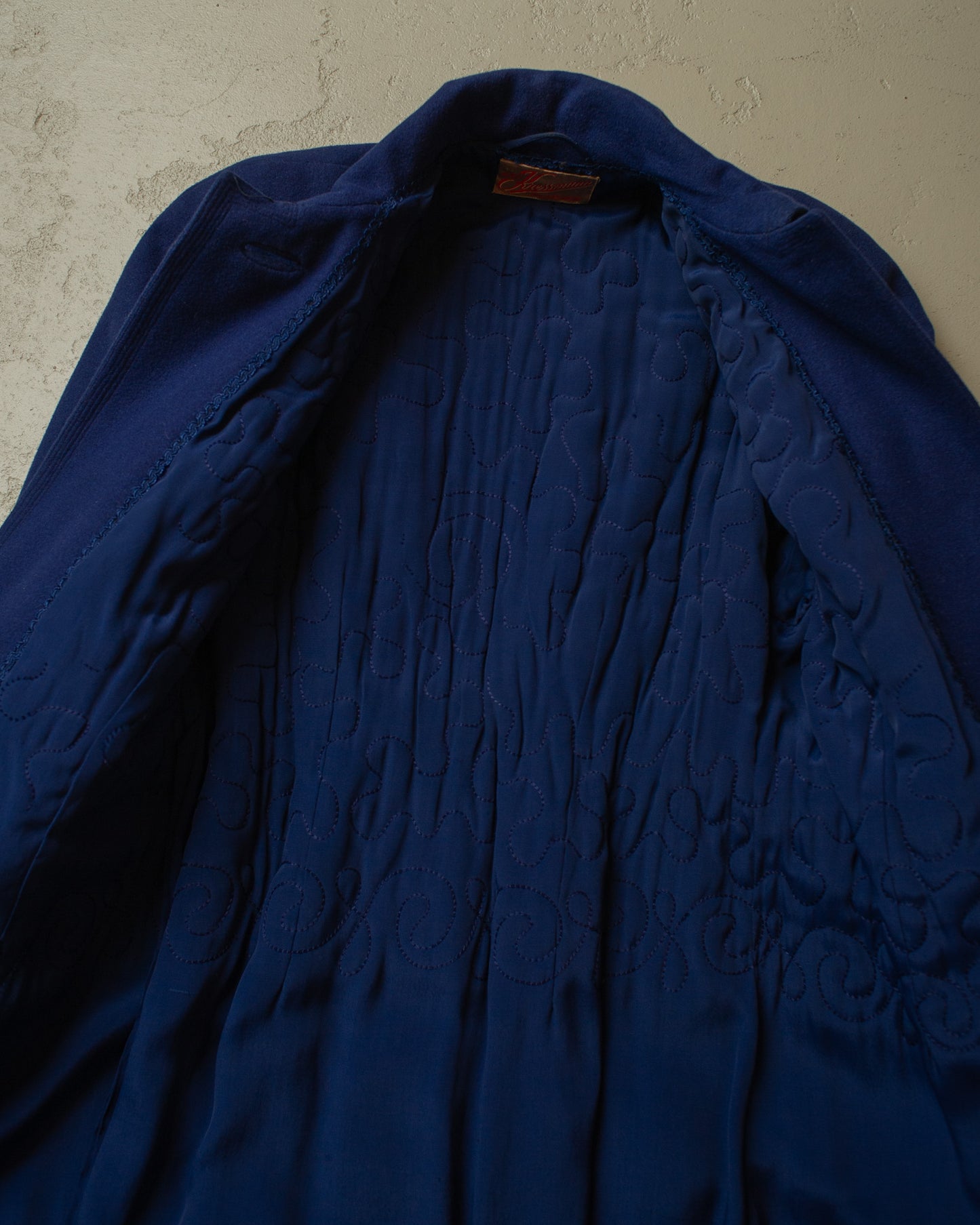 1950s Womens German Wool Long Coat navyblue - S