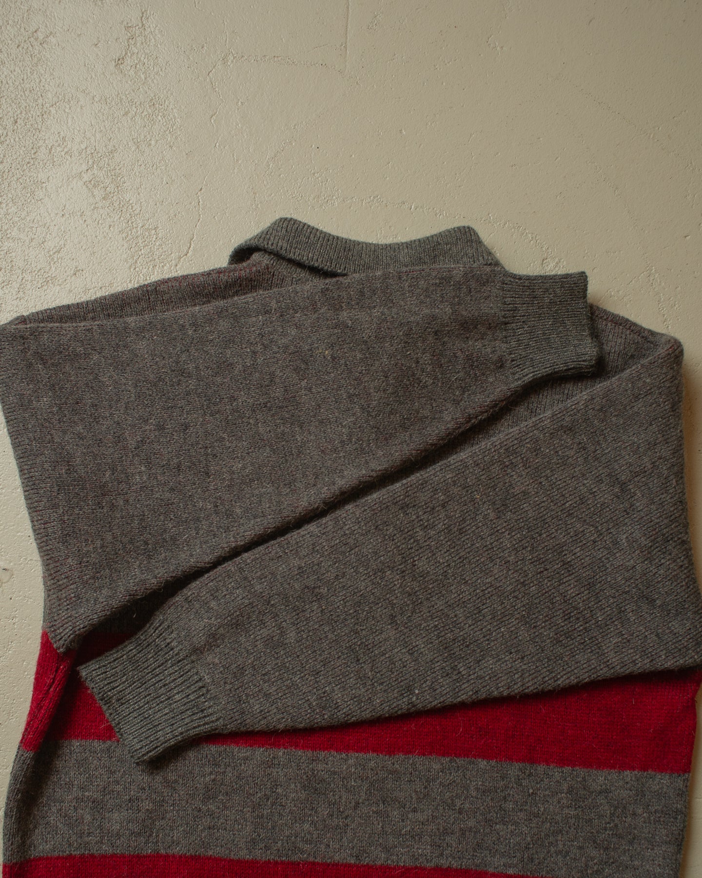 1980s Fruit of the Loom Button Up Knit grey/red - M