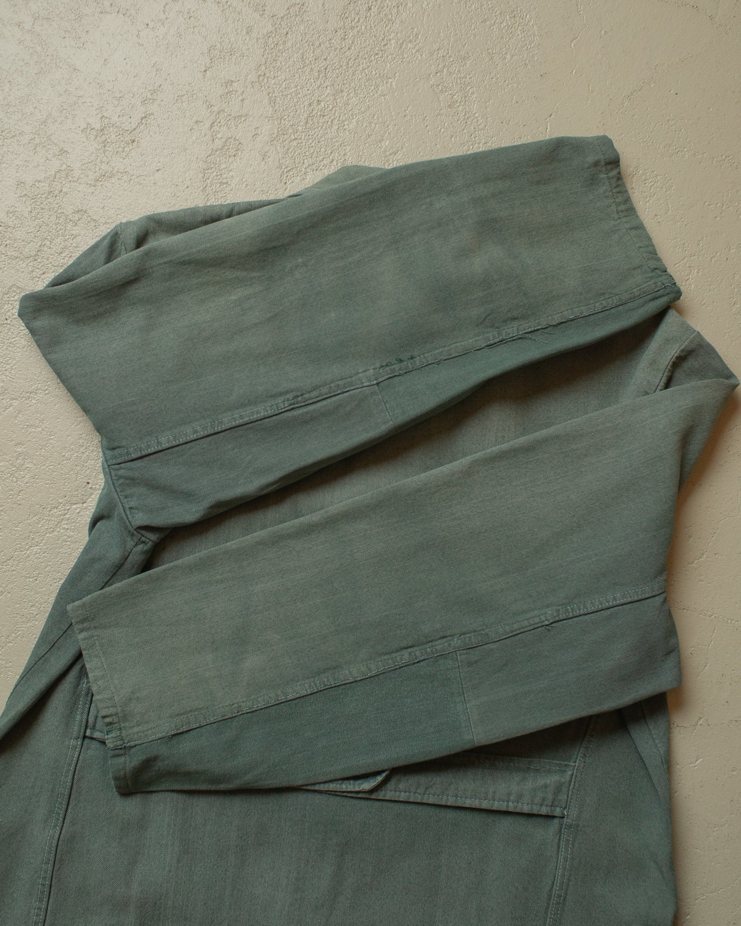1950s/60s repaired German Half Belted Work Jacket green - L
