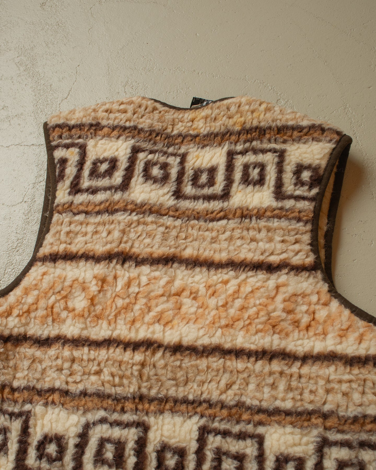 1980s Sherpa lined Wool Vest beige/brown - M/L