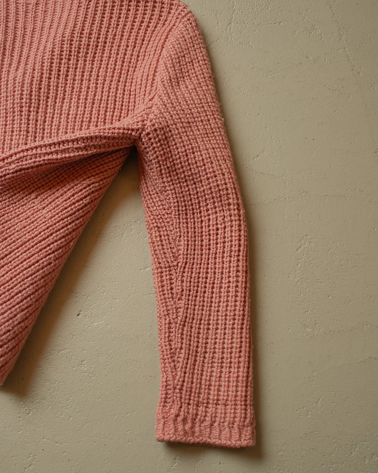 1960s/70s Womens Handmade Wool Knit Jacket pink - M/L