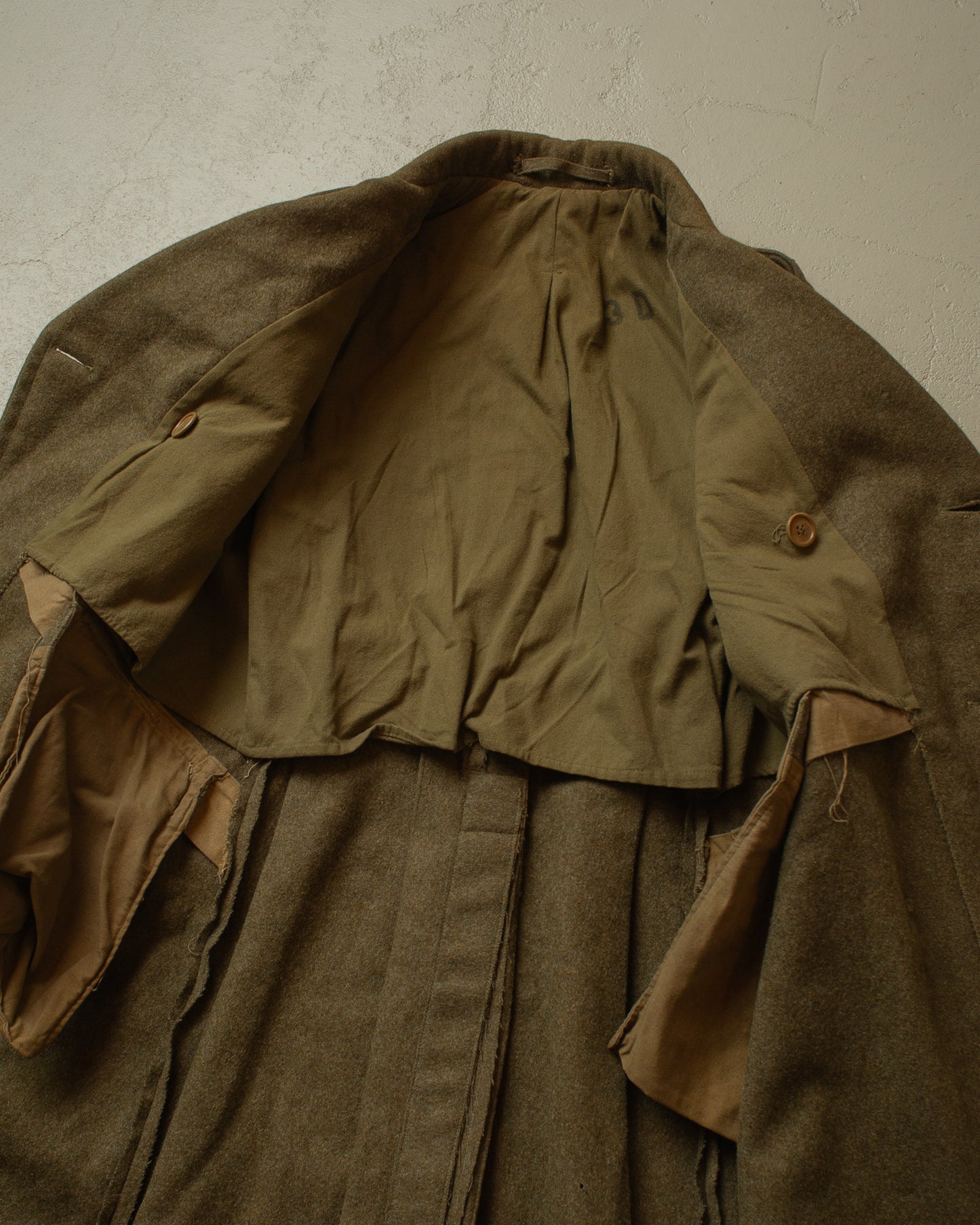 1950 Belgian Post Wool Coat khaki - M