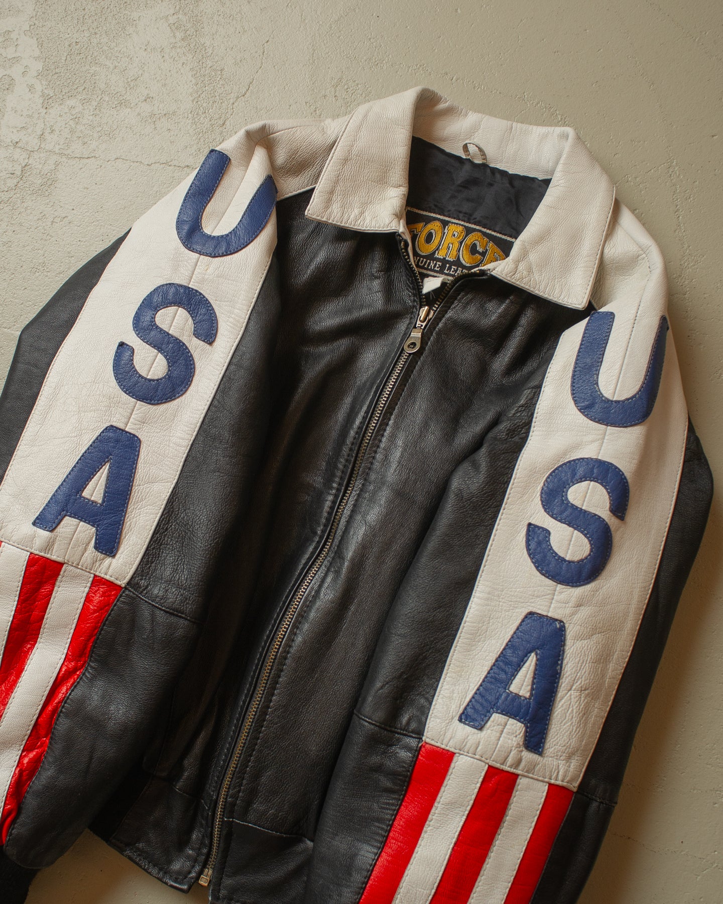 1990s USA Flag Leather Bomber Jacket multi - L/XL