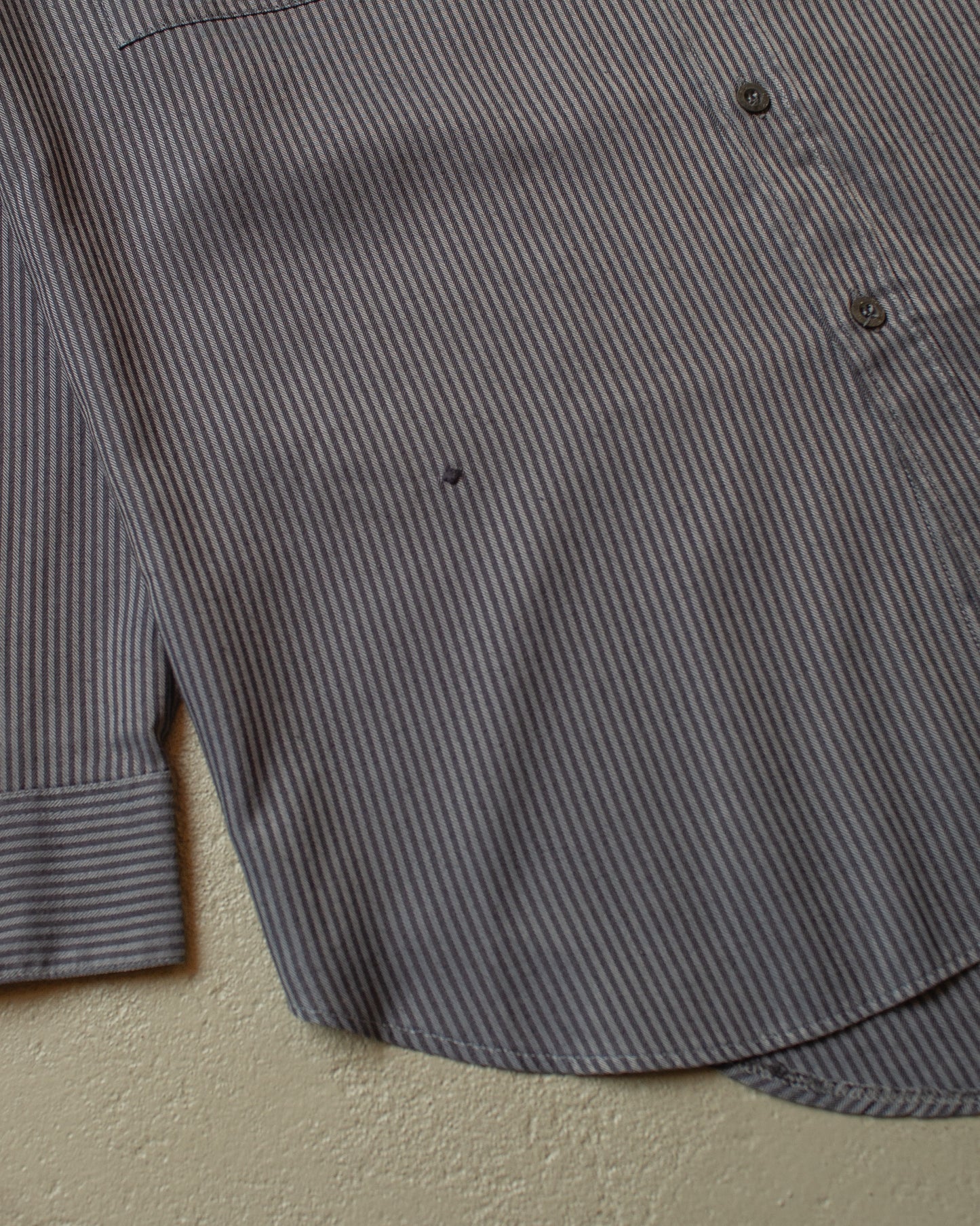1990s unworn Adidas Outdoor Shirt pinstriped grey - M/L