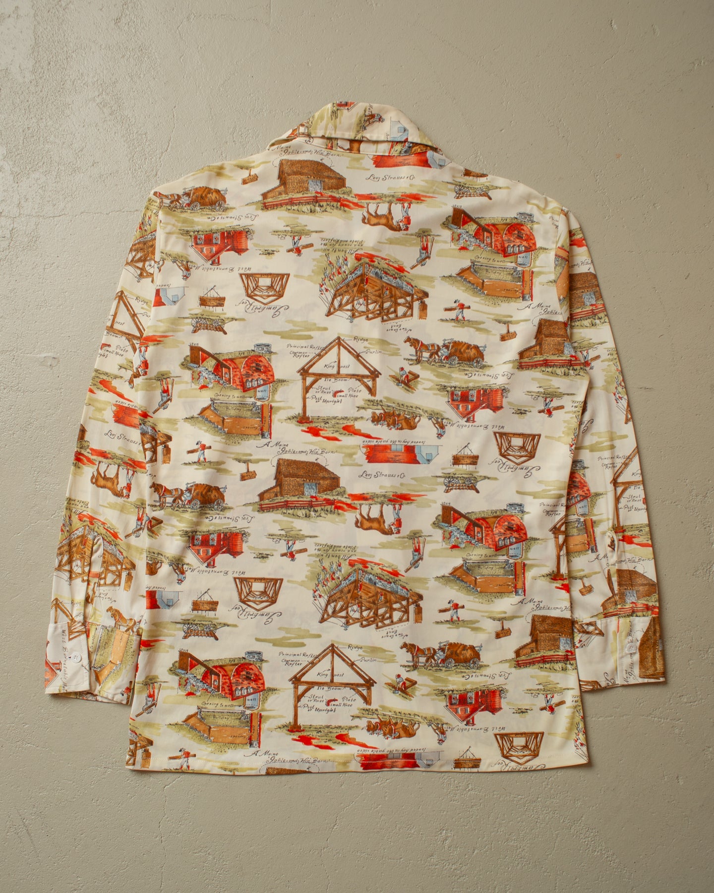 1970s Levi´s All Over Print Shirt beige - M/L