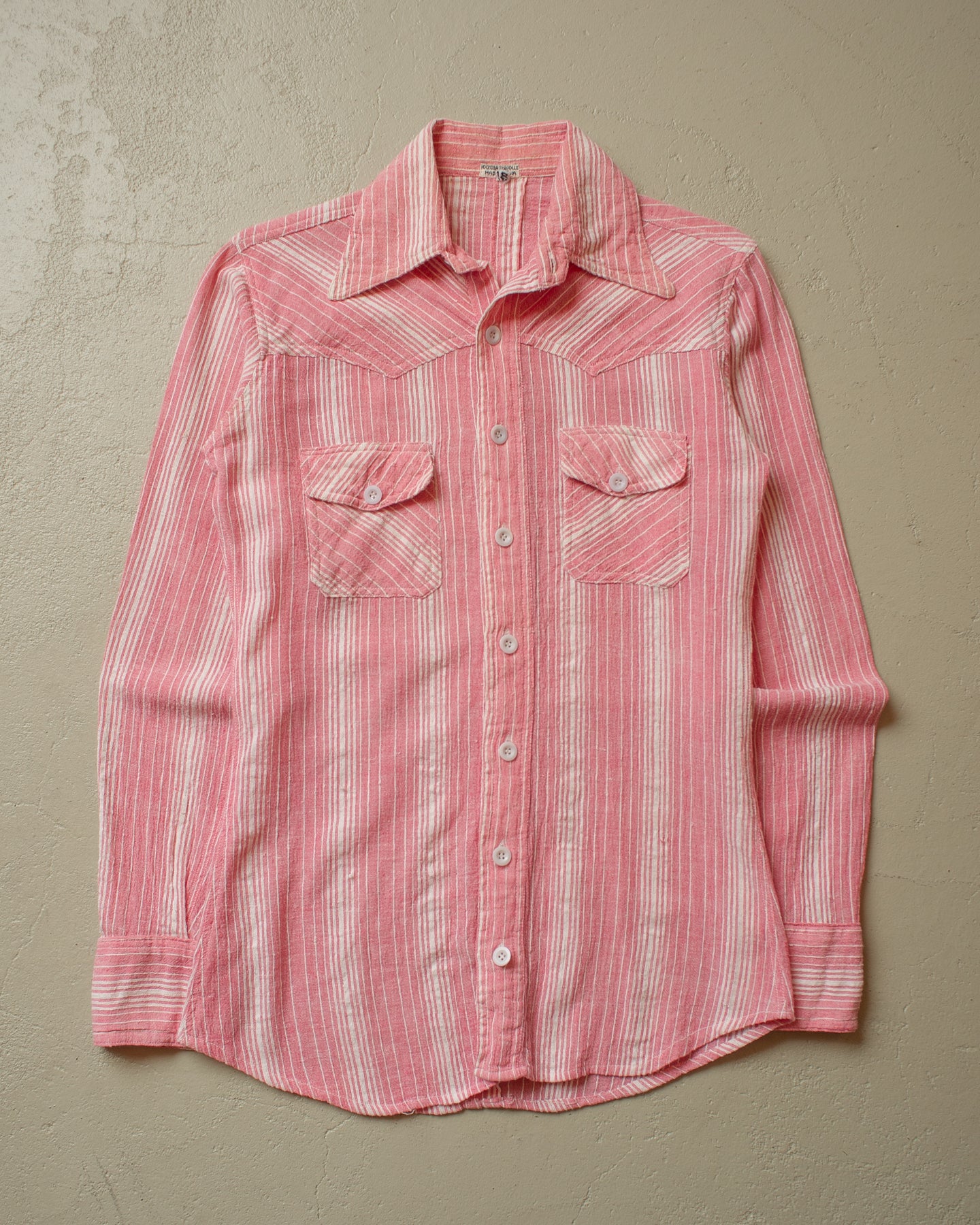 1970s vertical striped Cotton Shirt pink - S
