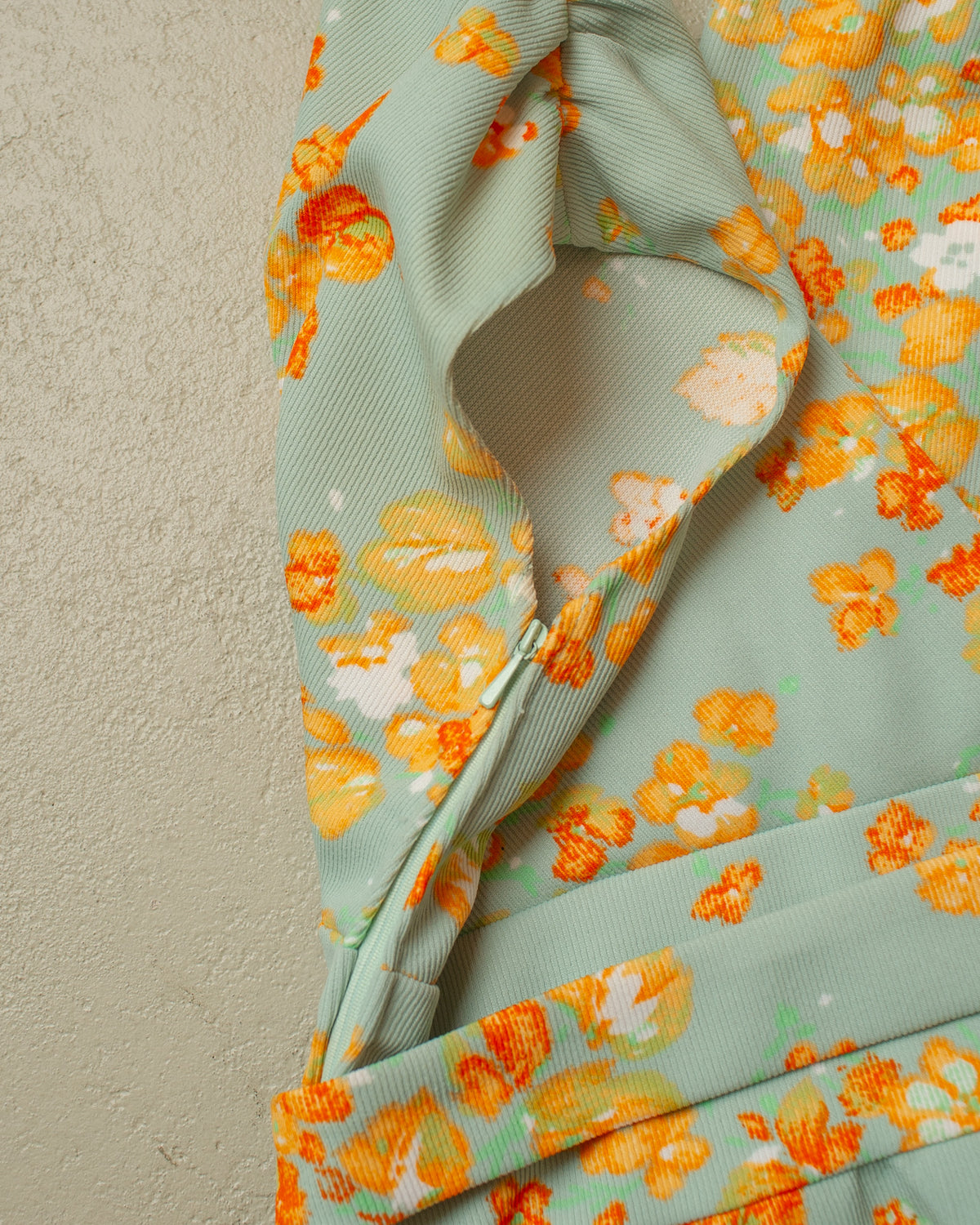 1960s German Womens Flower Print Dress turquoise - M