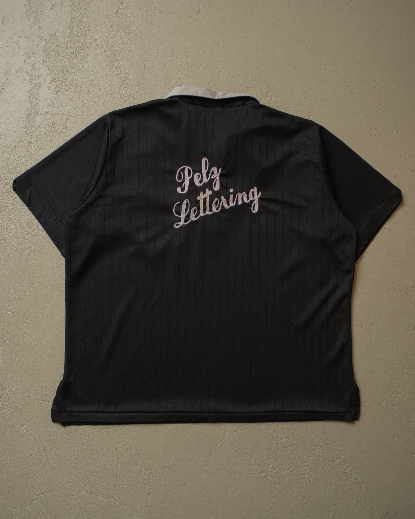 1970s Hilton Pelz Lettering Chainstitch Bowling Shirt black - XXL