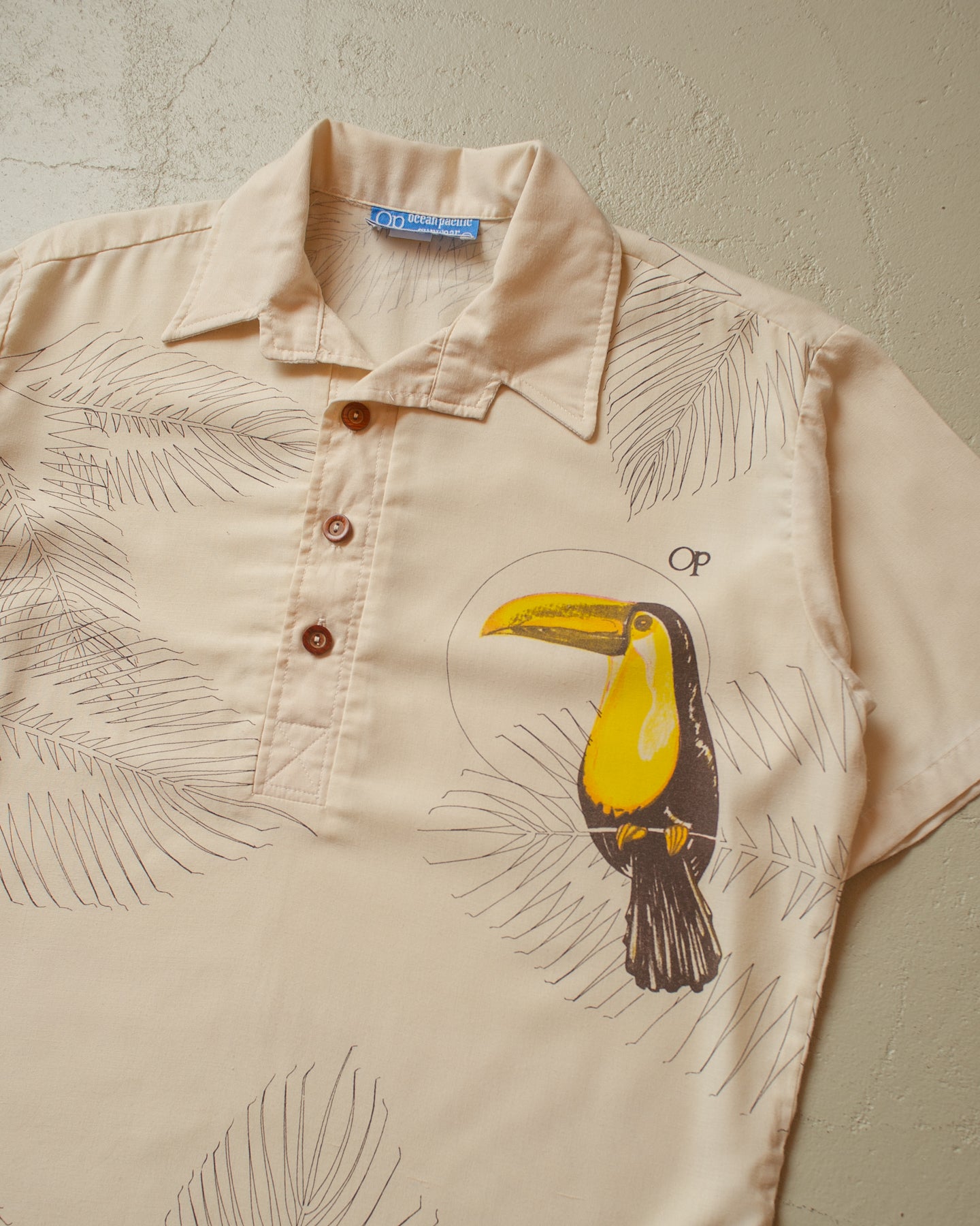 1980s Ocean Pacific Toucan Shirt beige - M