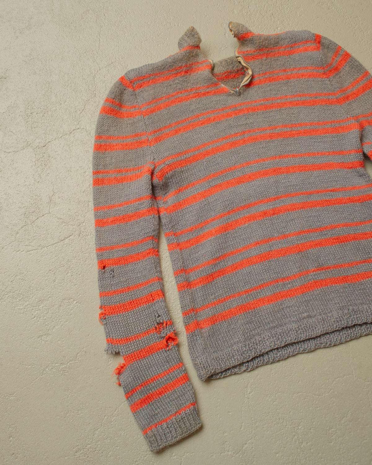 1940s German Womens striped Zip Knit grey/pink - XS