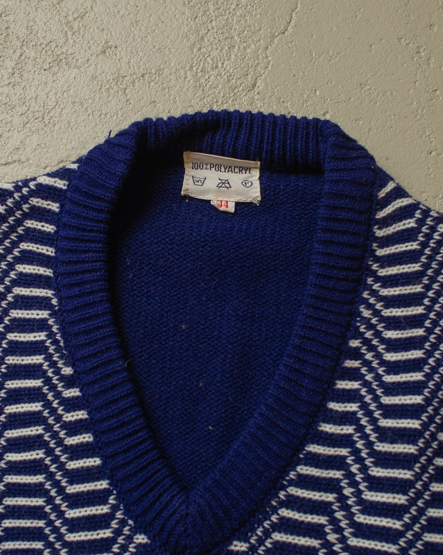 1960s unworn Pattern Knit Vest navyblue - S/M