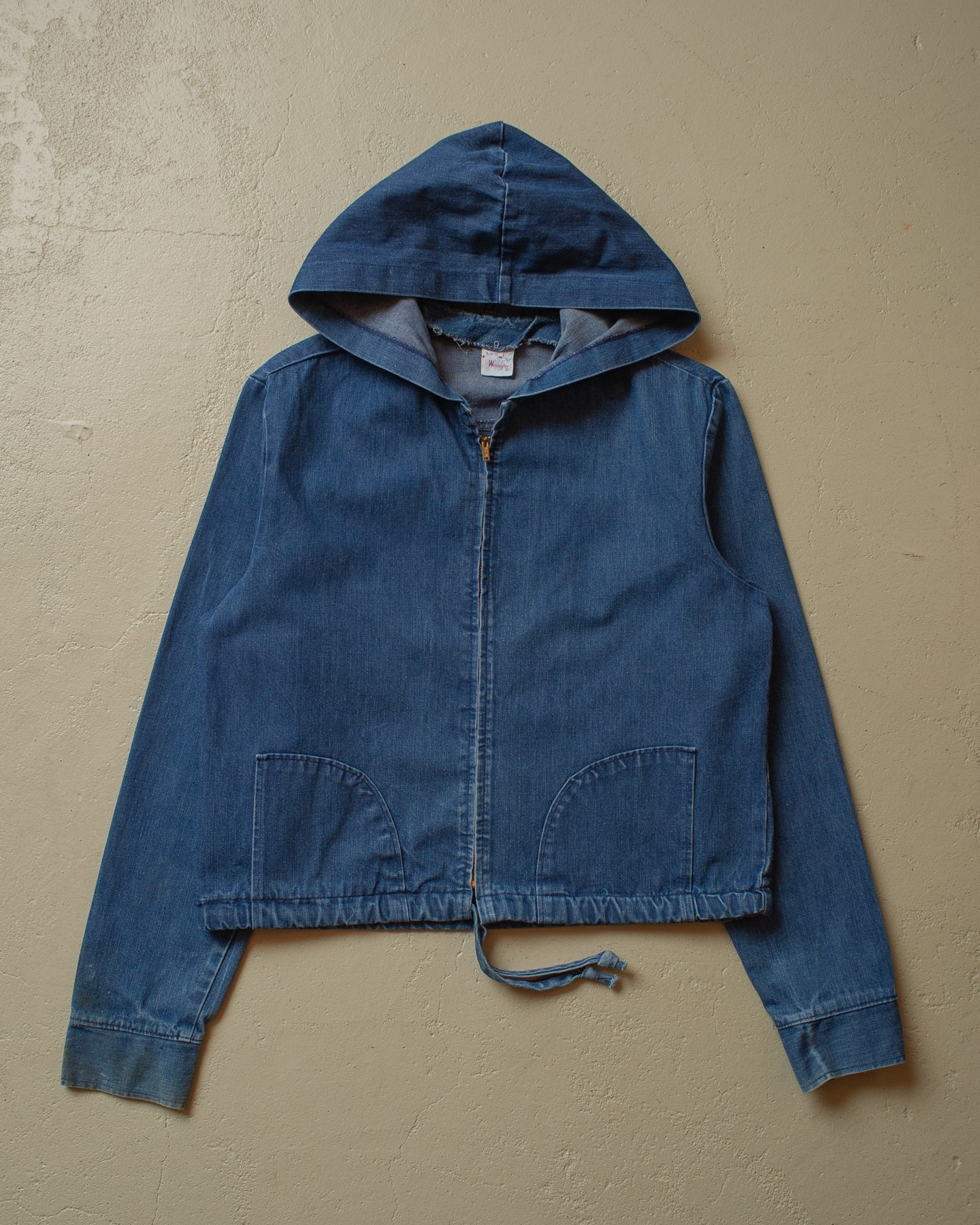 1970s Womens Wrangler Denim Hoodie blue - M