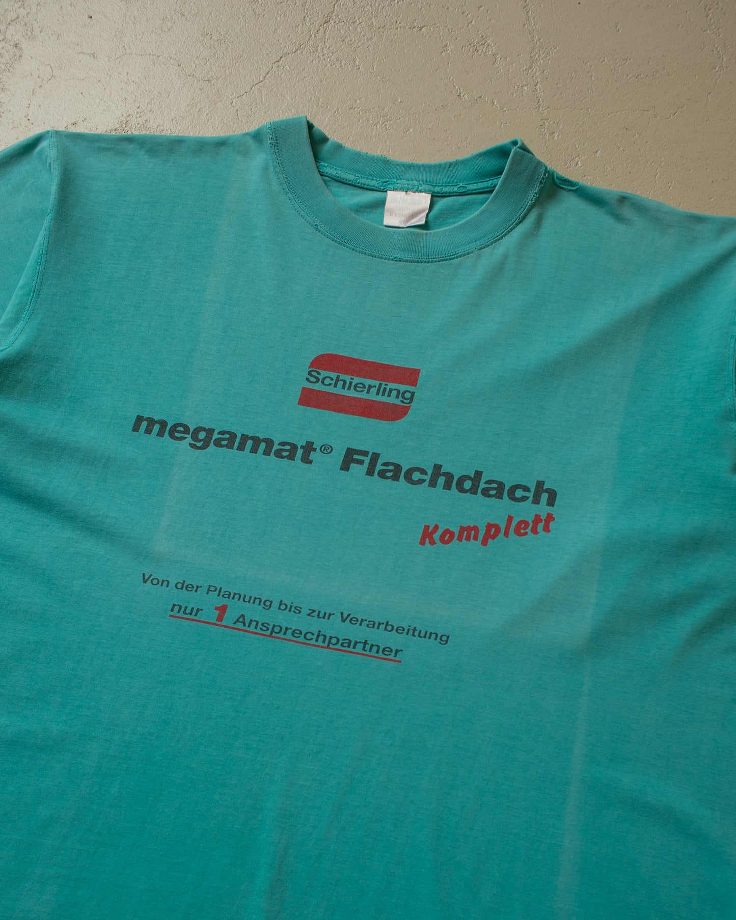 1990s thrashed Workwear T-shirt turquoise - XL/XXL