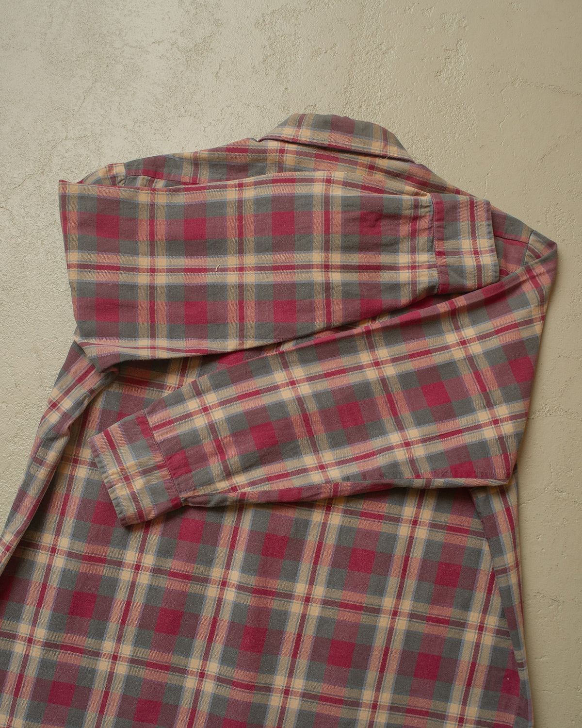 1960s Escort German checkered Cotton Flannel Shirt burgundy - L/XL