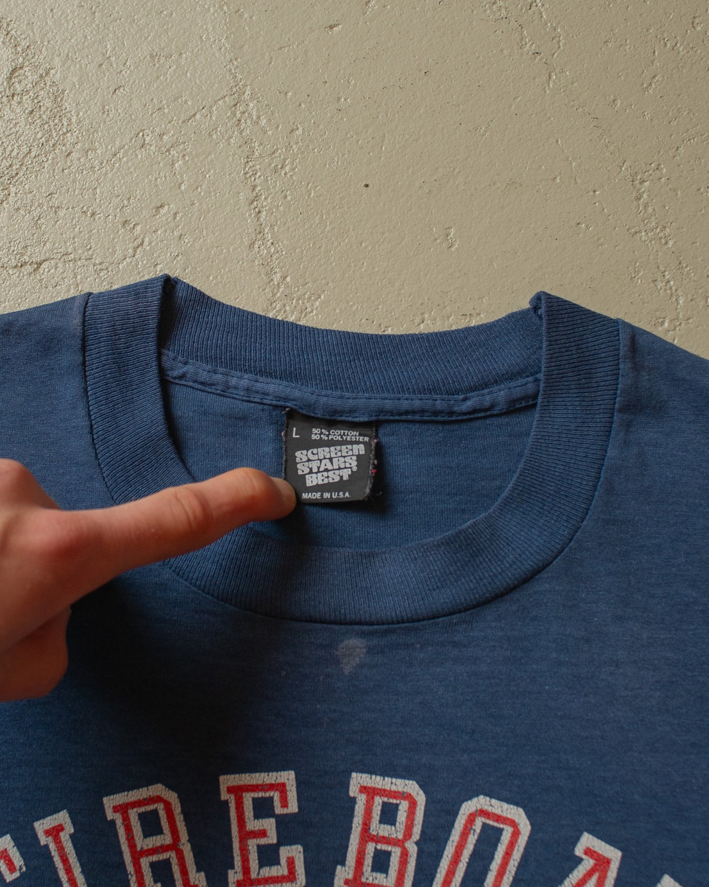 1990s stained FDNY Fireboat T-shirt blue - M