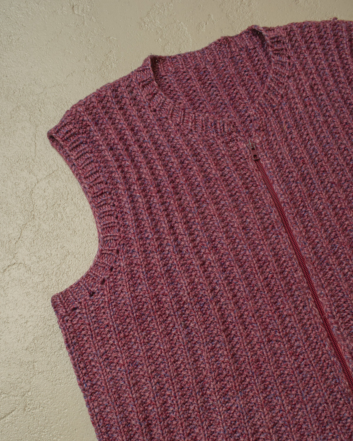 1970s German Handmade Wool Knit Vest purple - L/XL