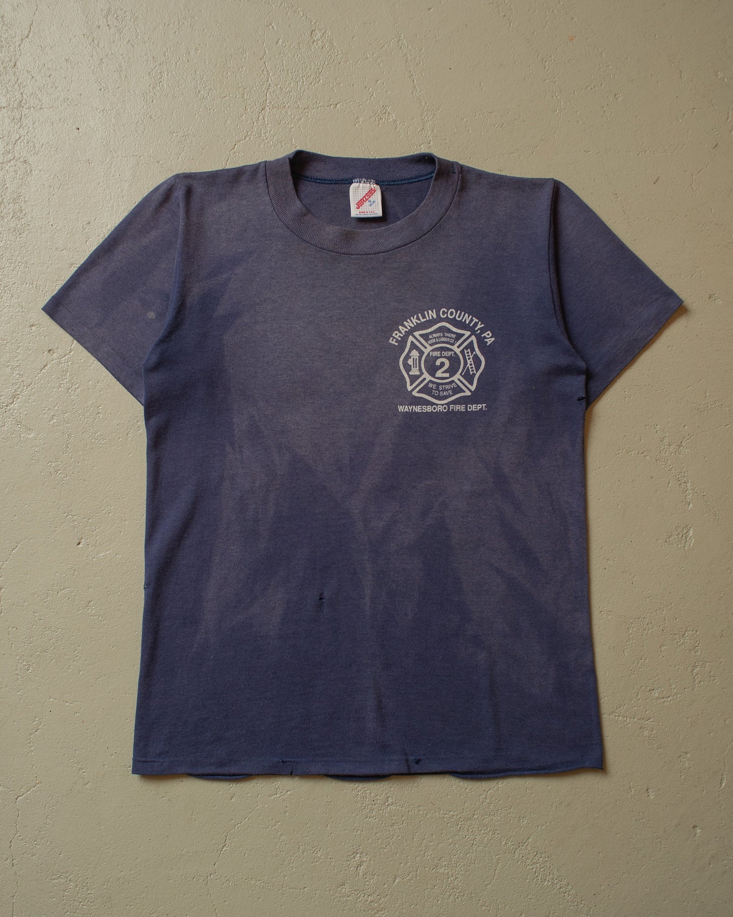 1990s sunfaded Fire Department T-shirt blue - S