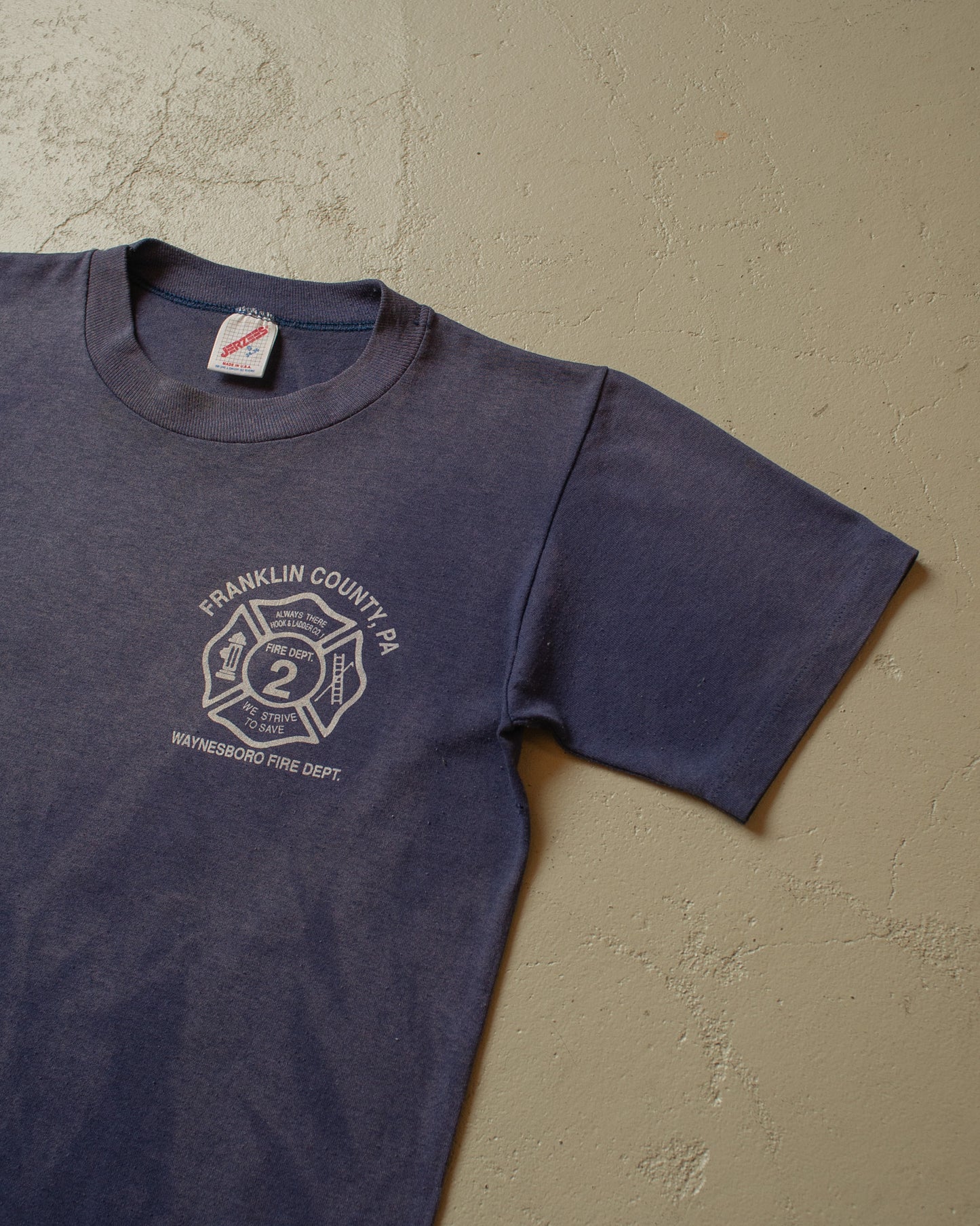 1990s sunfaded Fire Department T-shirt blue - S