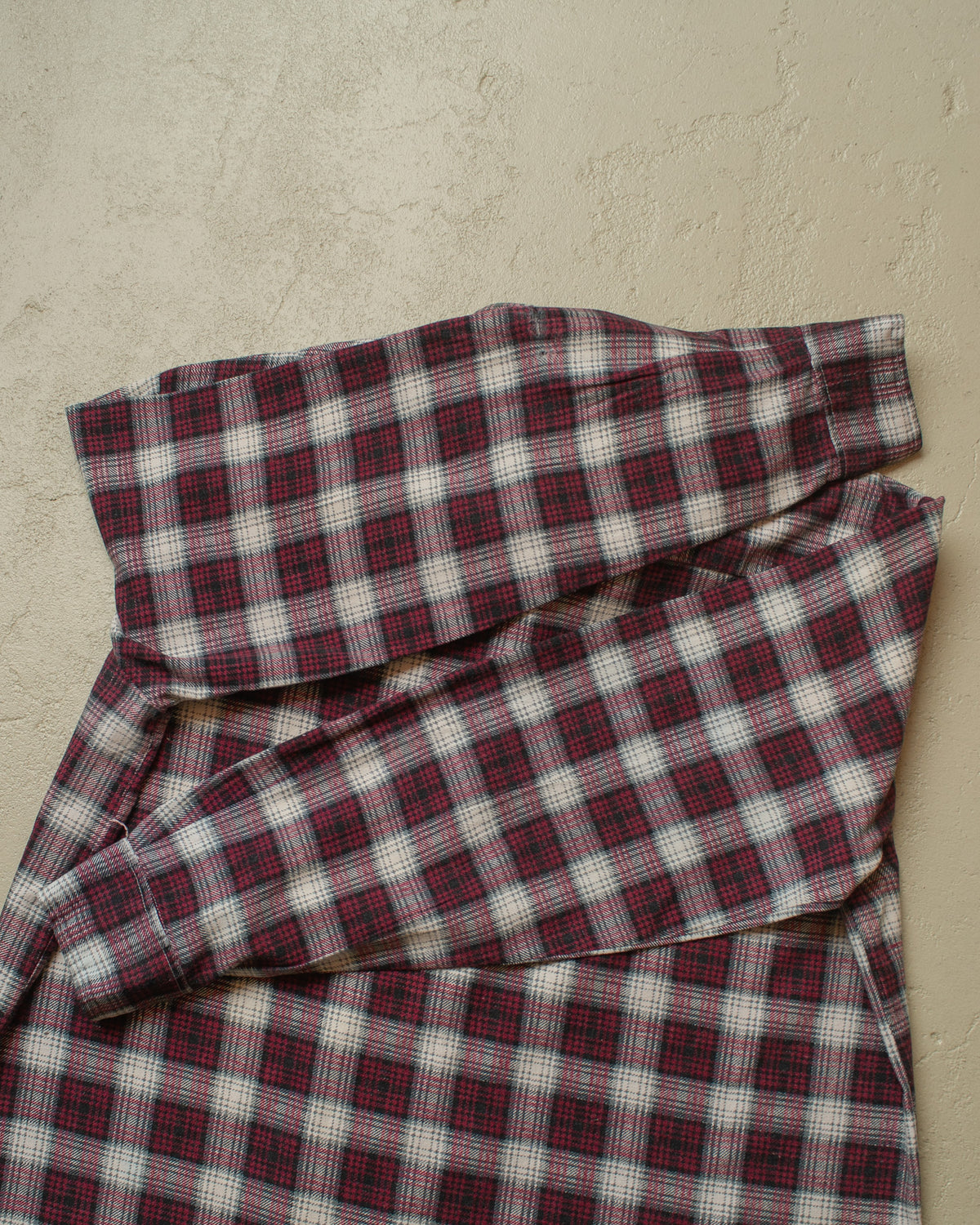 1960s German checkered Cotton Flannel Pullover Shirt burgundy - XL/XXL