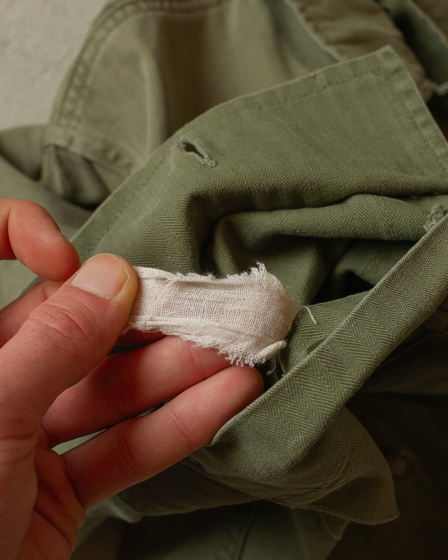 1940s WW2 US Army HBT Shirt green (Gas Flap) - XL
