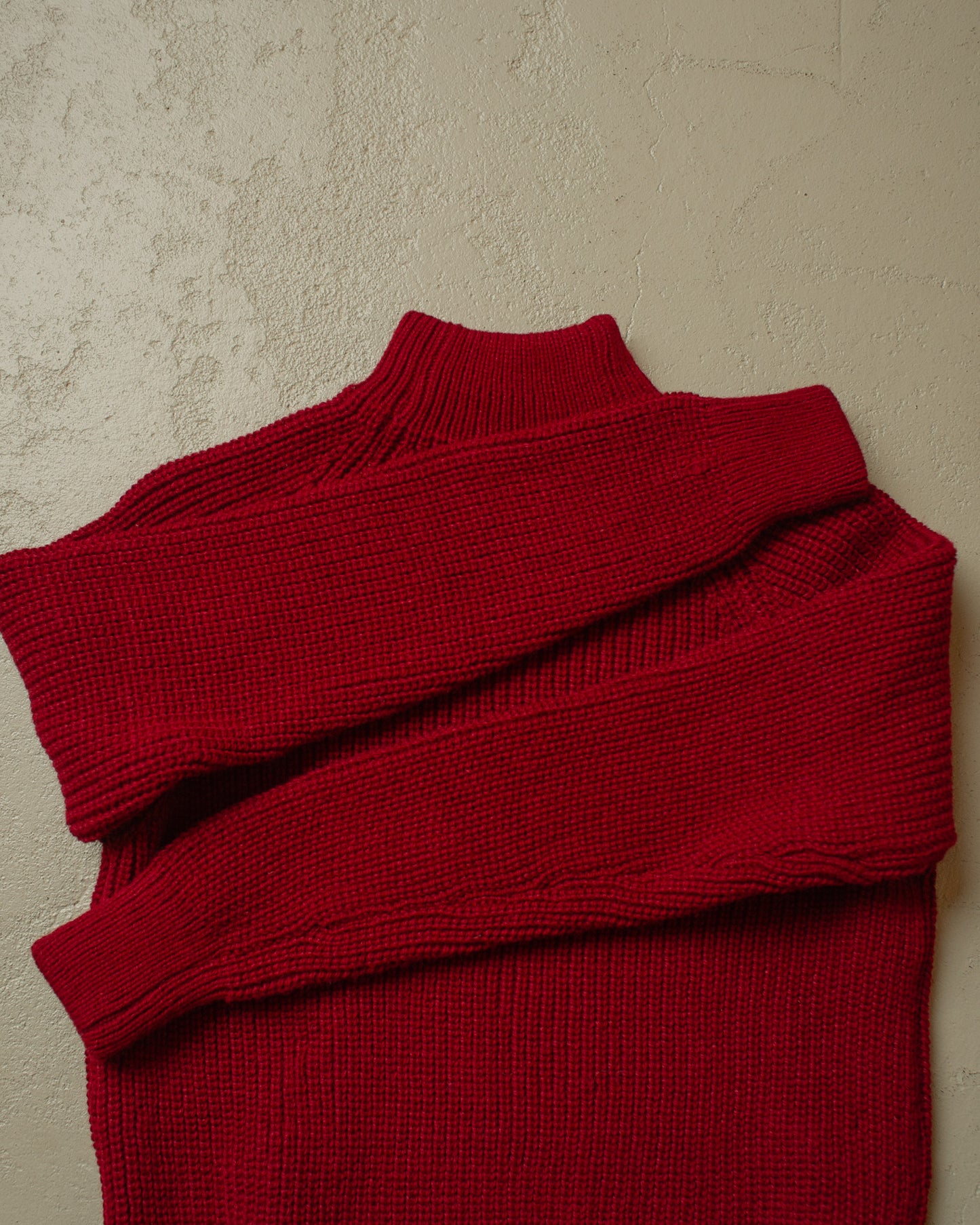 1970s unworn Handmade Knit Mockneck burgundy - S/M