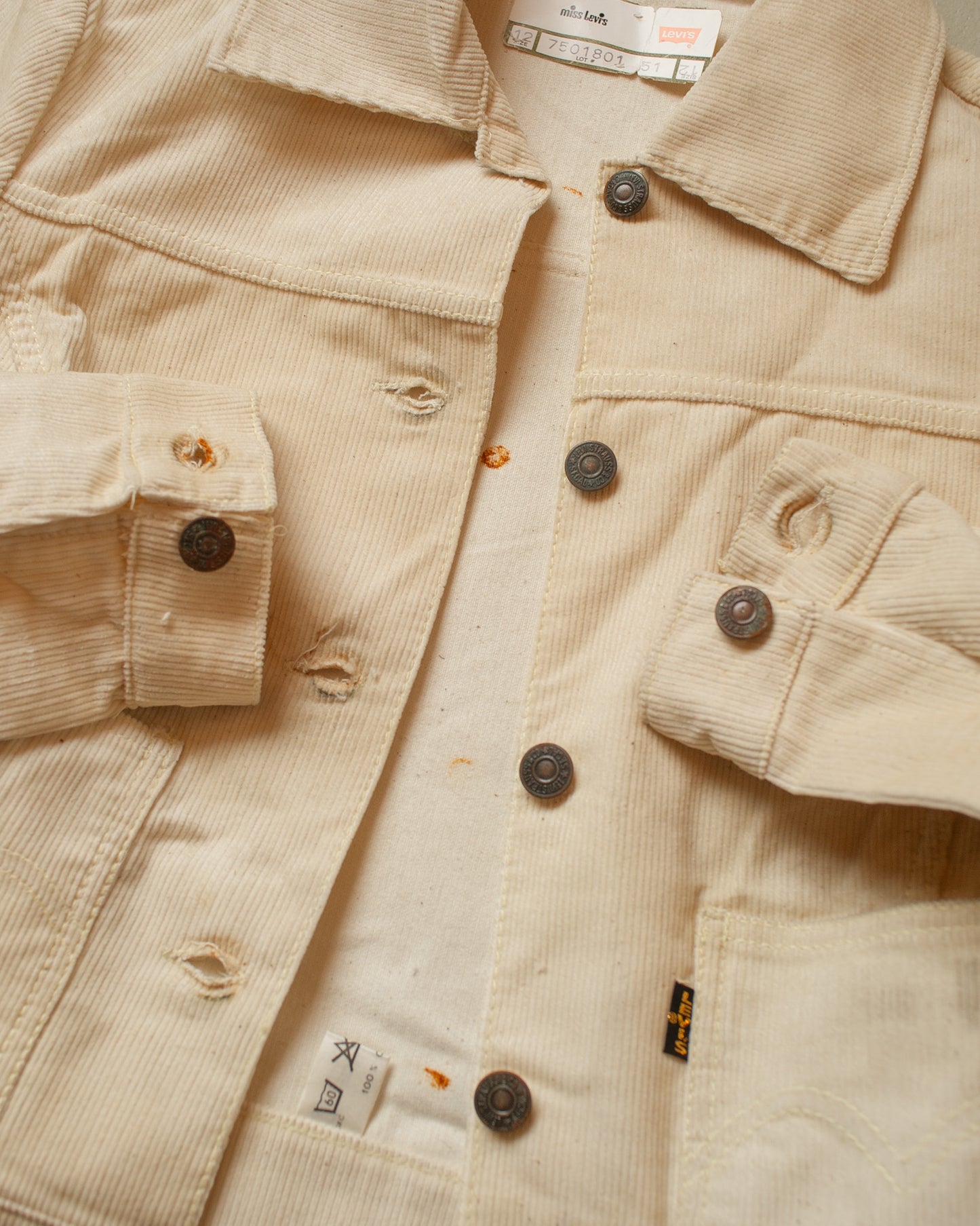 1960s Womens Deadstock Levi´s Big E Corduroy Jacket white - XS/S