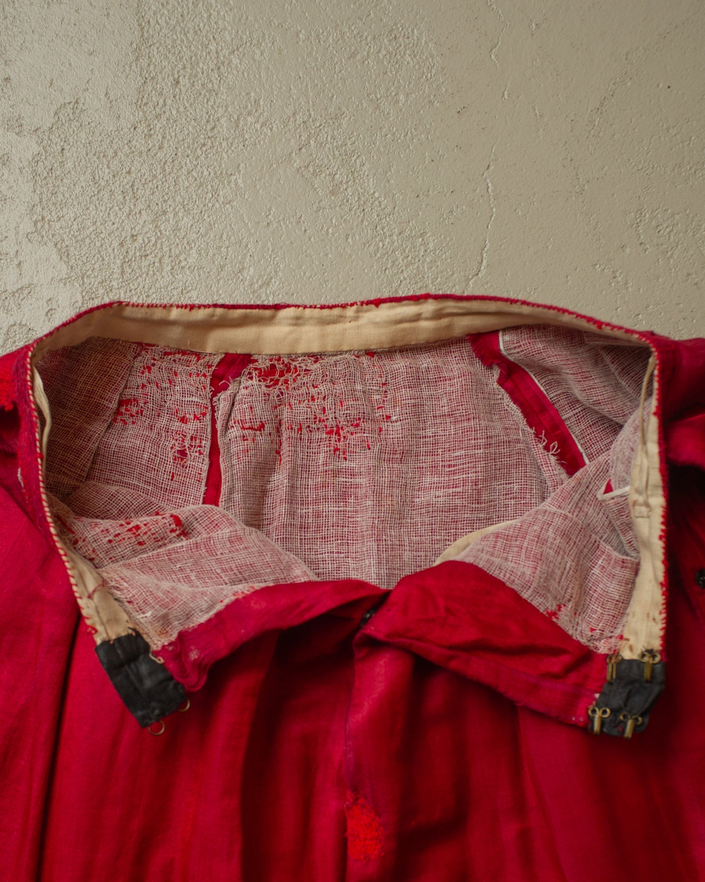 1880s-1910s Womens Ceremonial Silk Skirt burgundy - XS/S