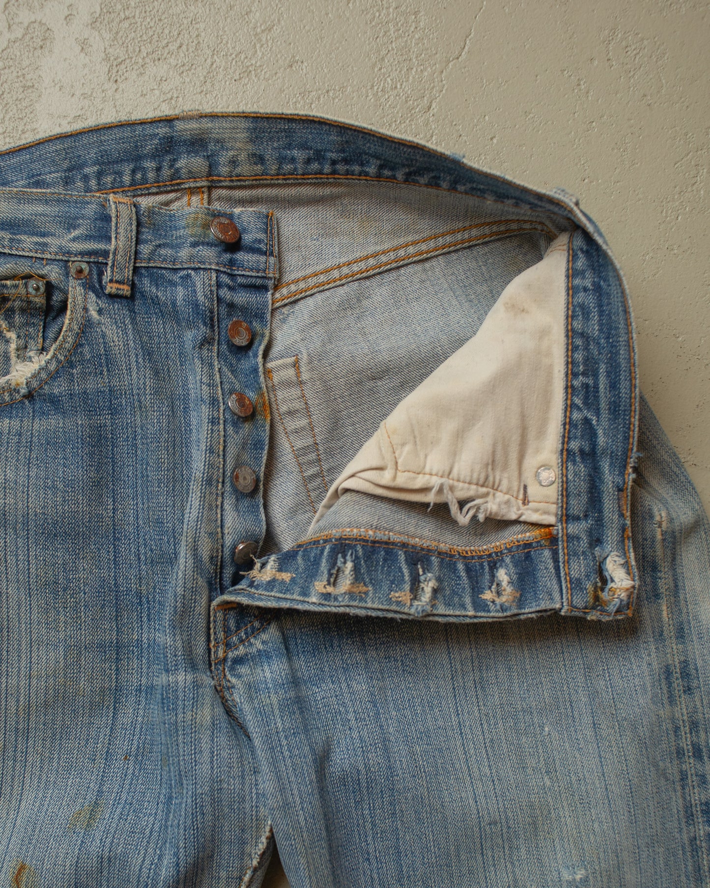 1980s thrashed Levi´s 501 Selvedge Jeans blue - W31 L30